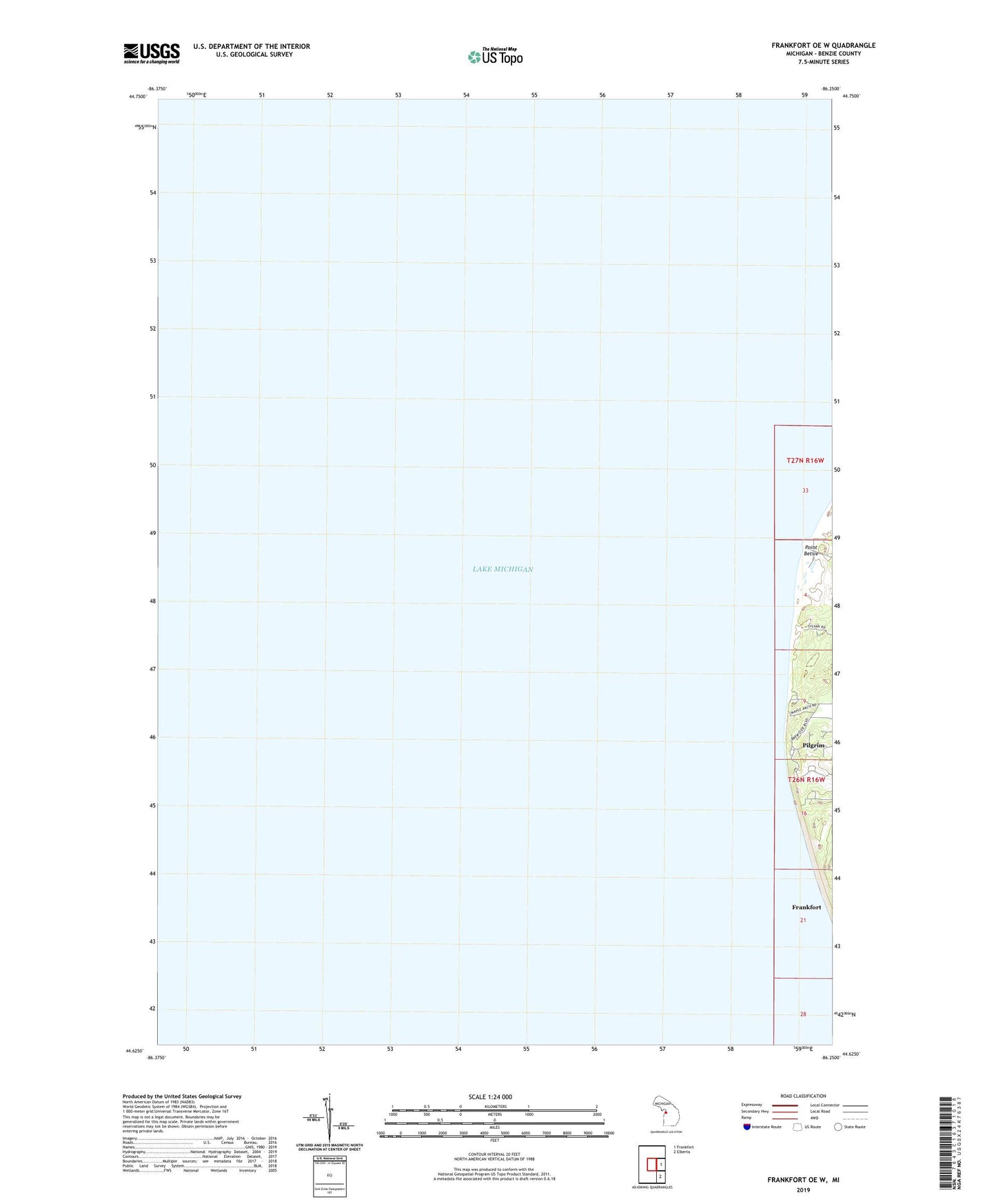 Frankfort OE W Michigan US Topo Map Image