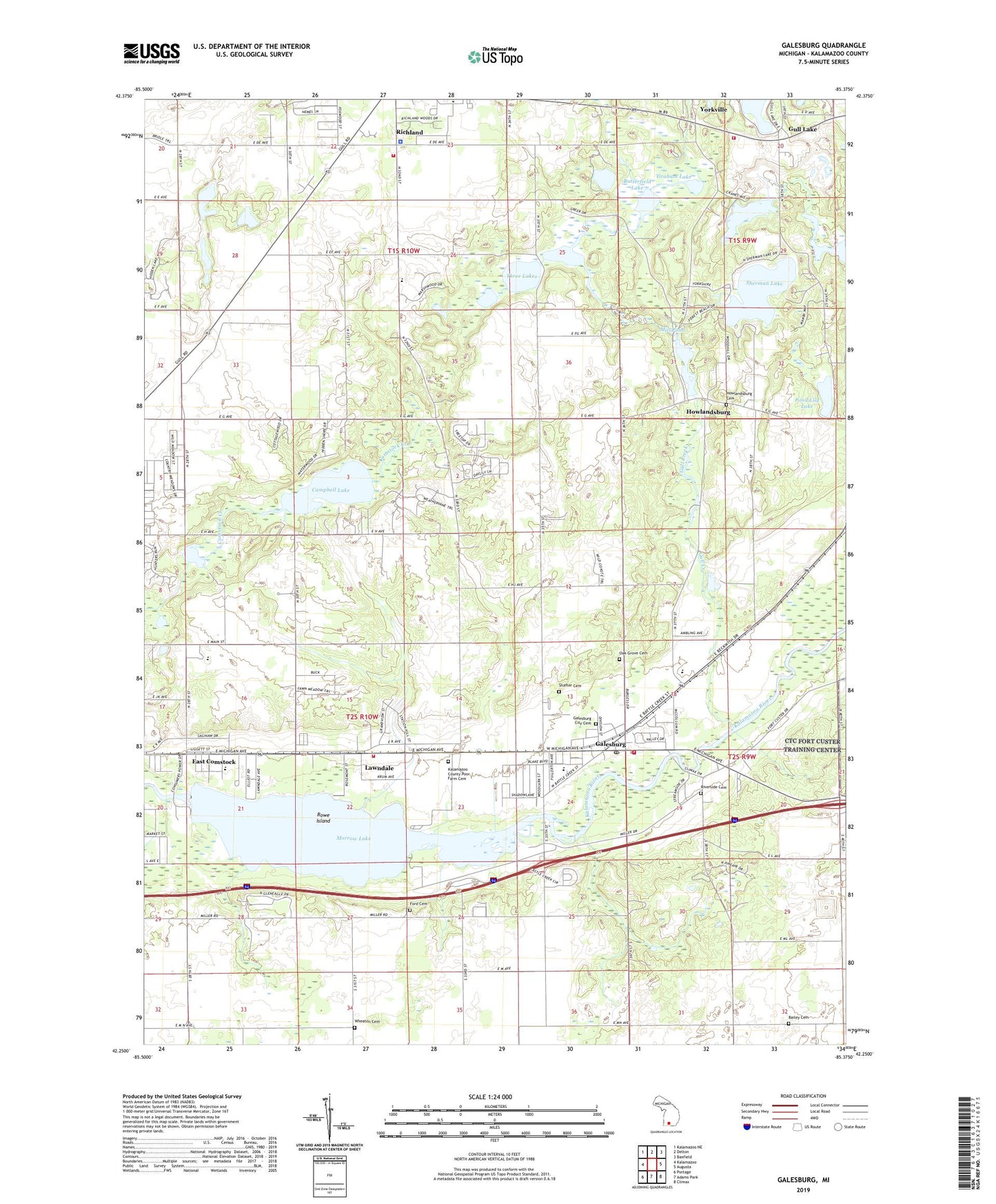 Galesburg Michigan US Topo Map Image