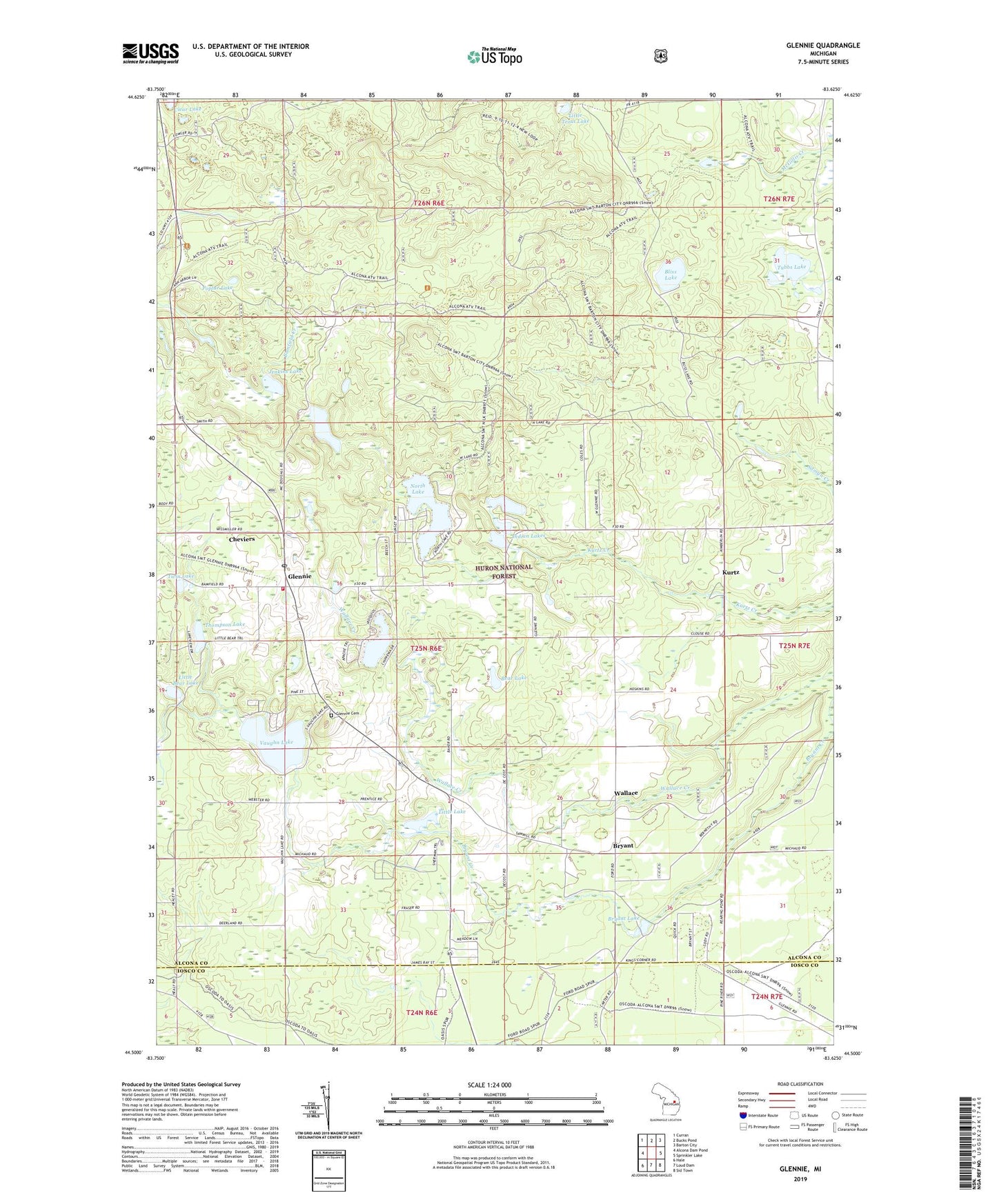 Glennie Michigan US Topo Map Image