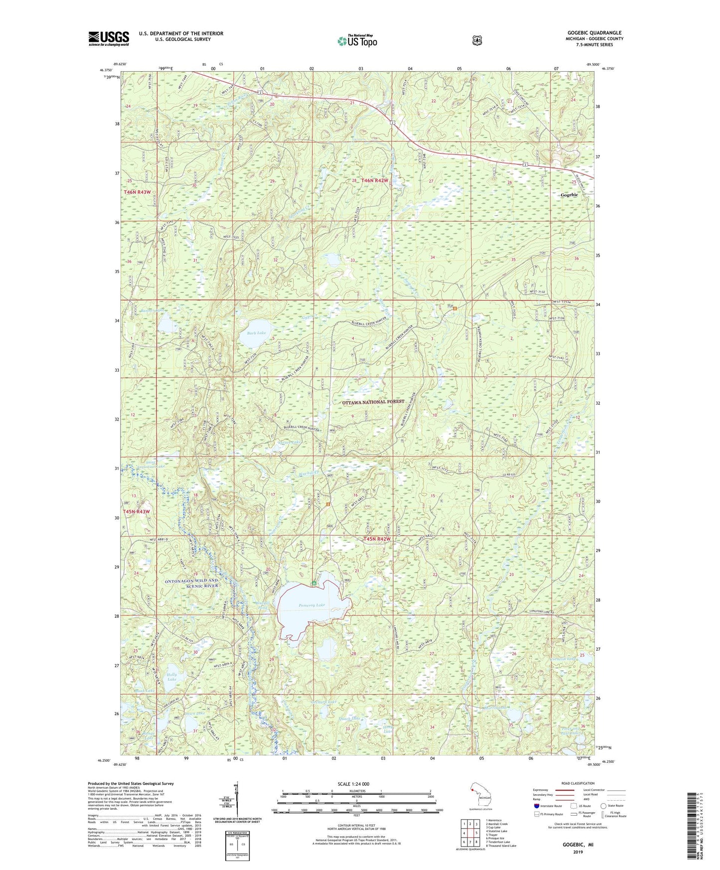 Gogebic Michigan US Topo Map Image