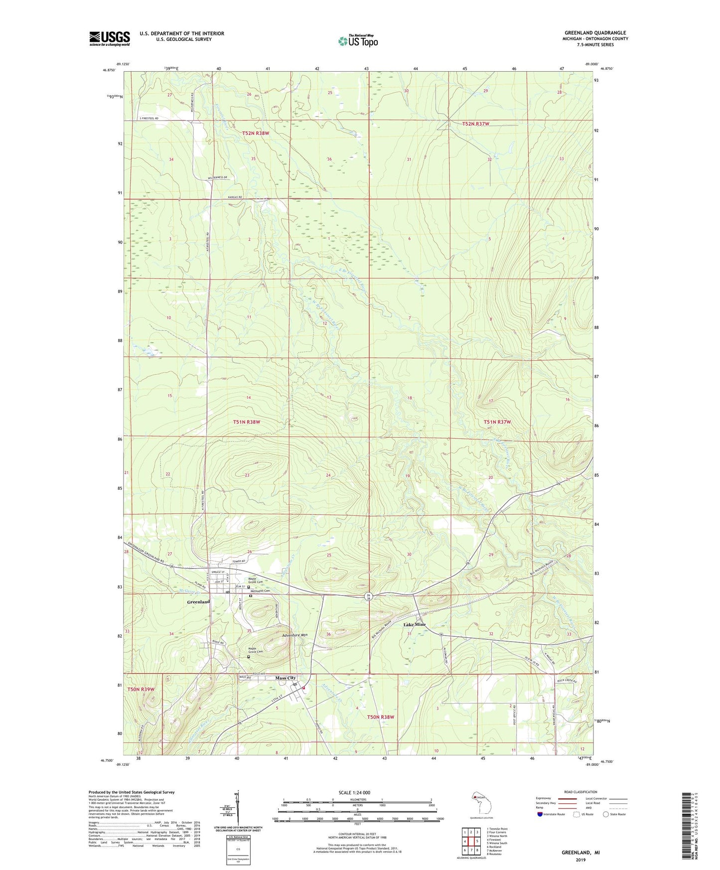 Greenland Michigan US Topo Map Image