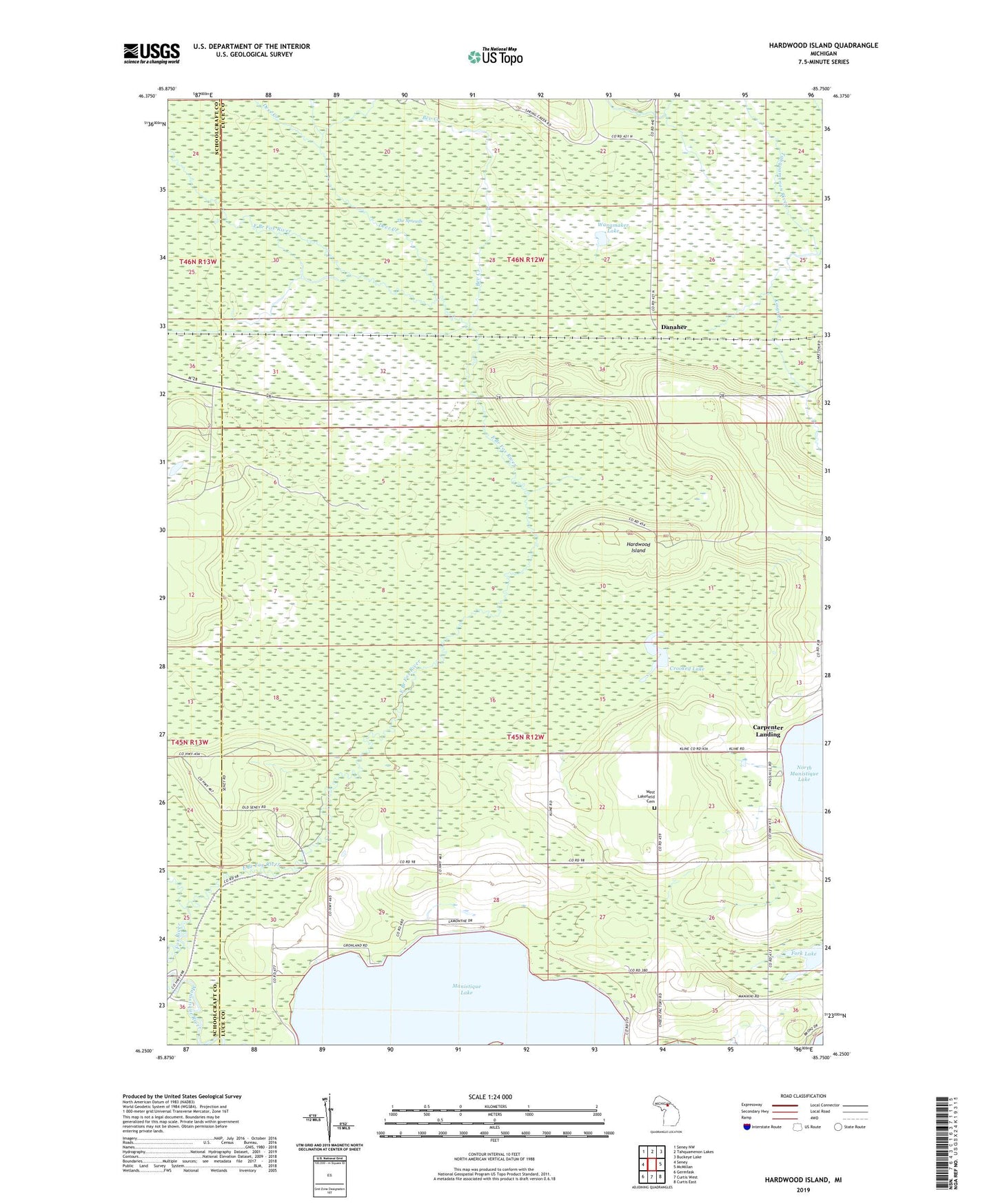 Hardwood Island Michigan US Topo Map Image