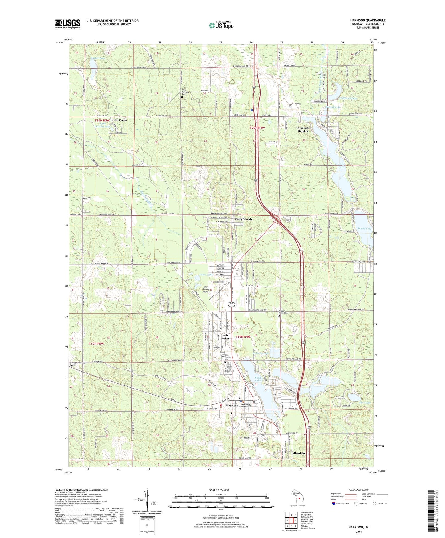 Harrison Michigan US Topo Map Image