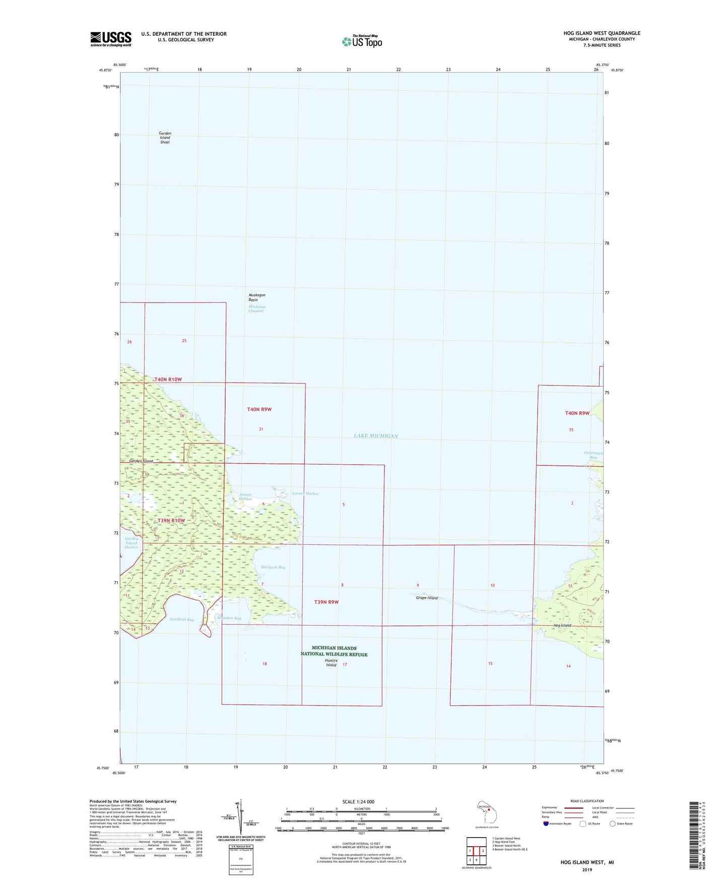 Hog Island West Michigan US Topo Map Image