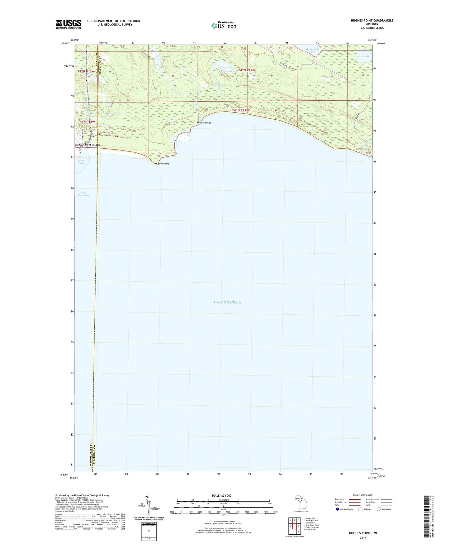 Hughes Point Michigan US Topo Map Image