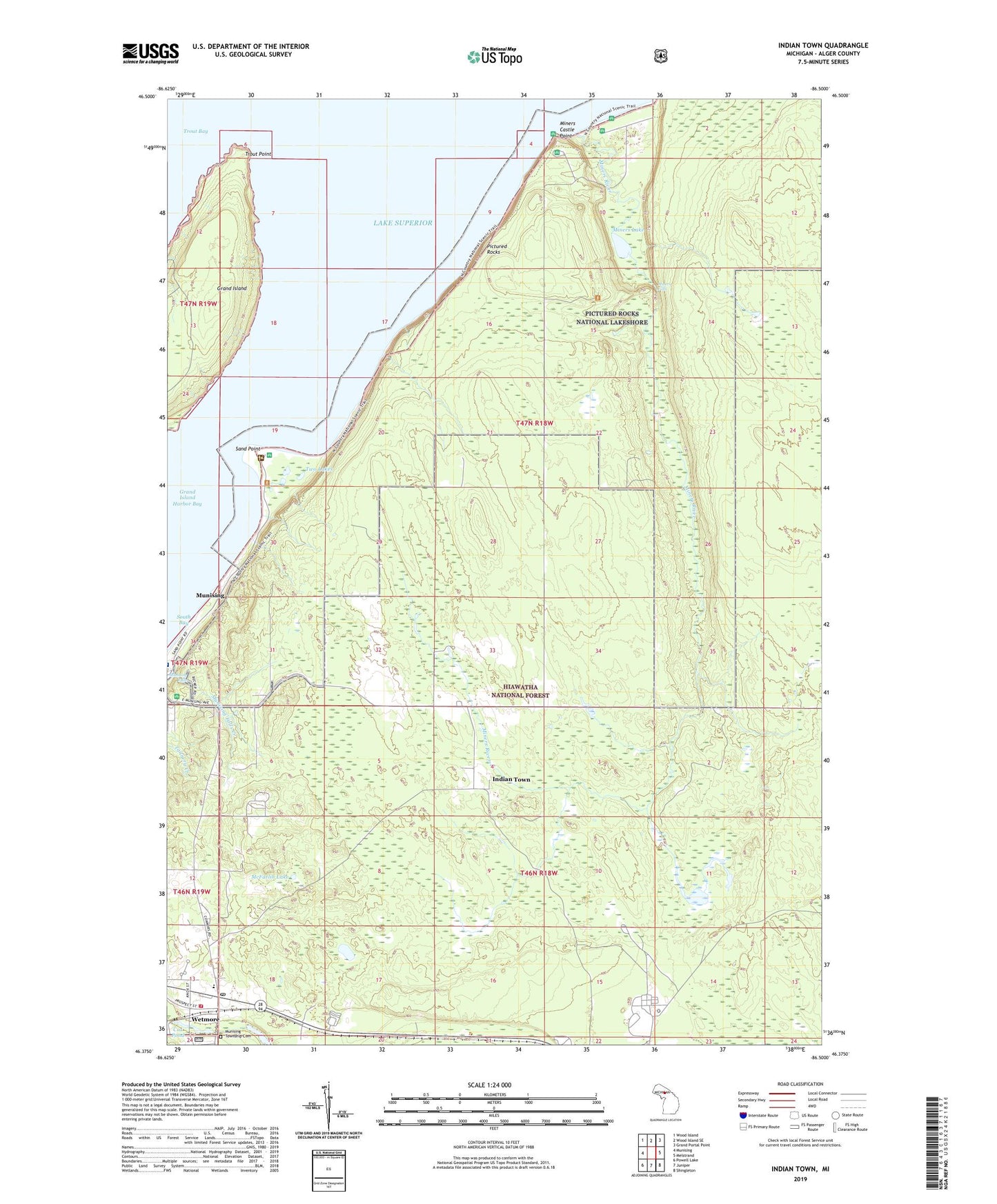 Indian Town Michigan US Topo Map Image