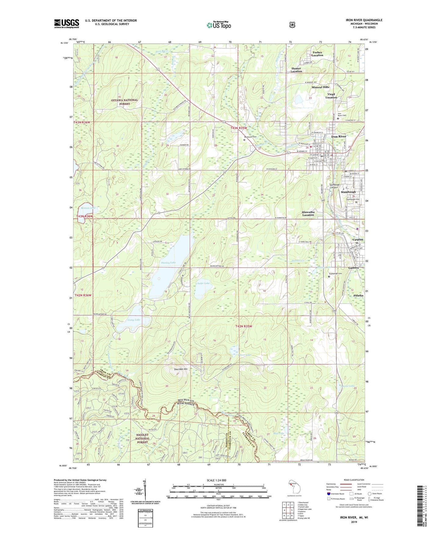 Iron River Michigan US Topo Map Image