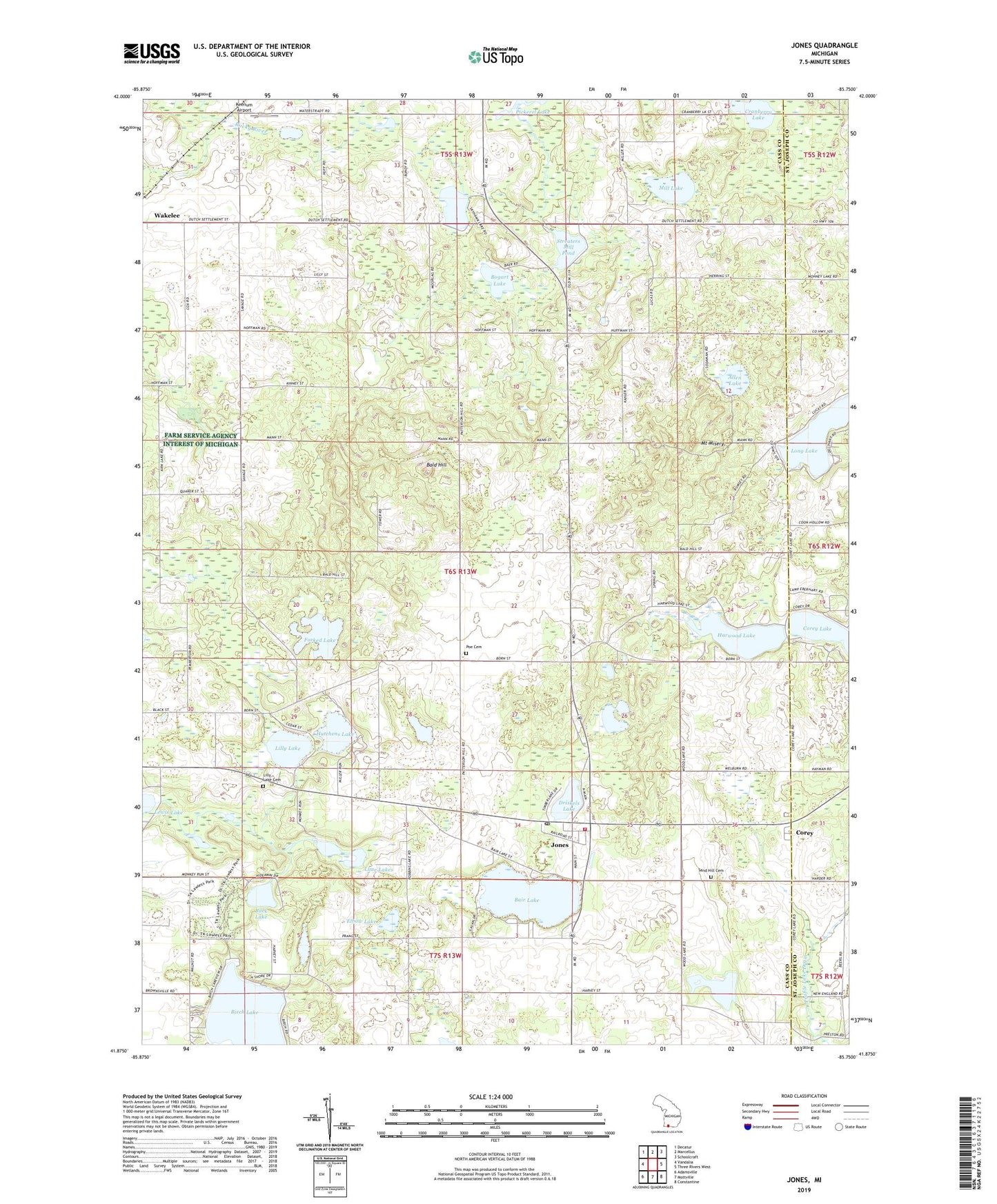 Jones Michigan US Topo Map Image