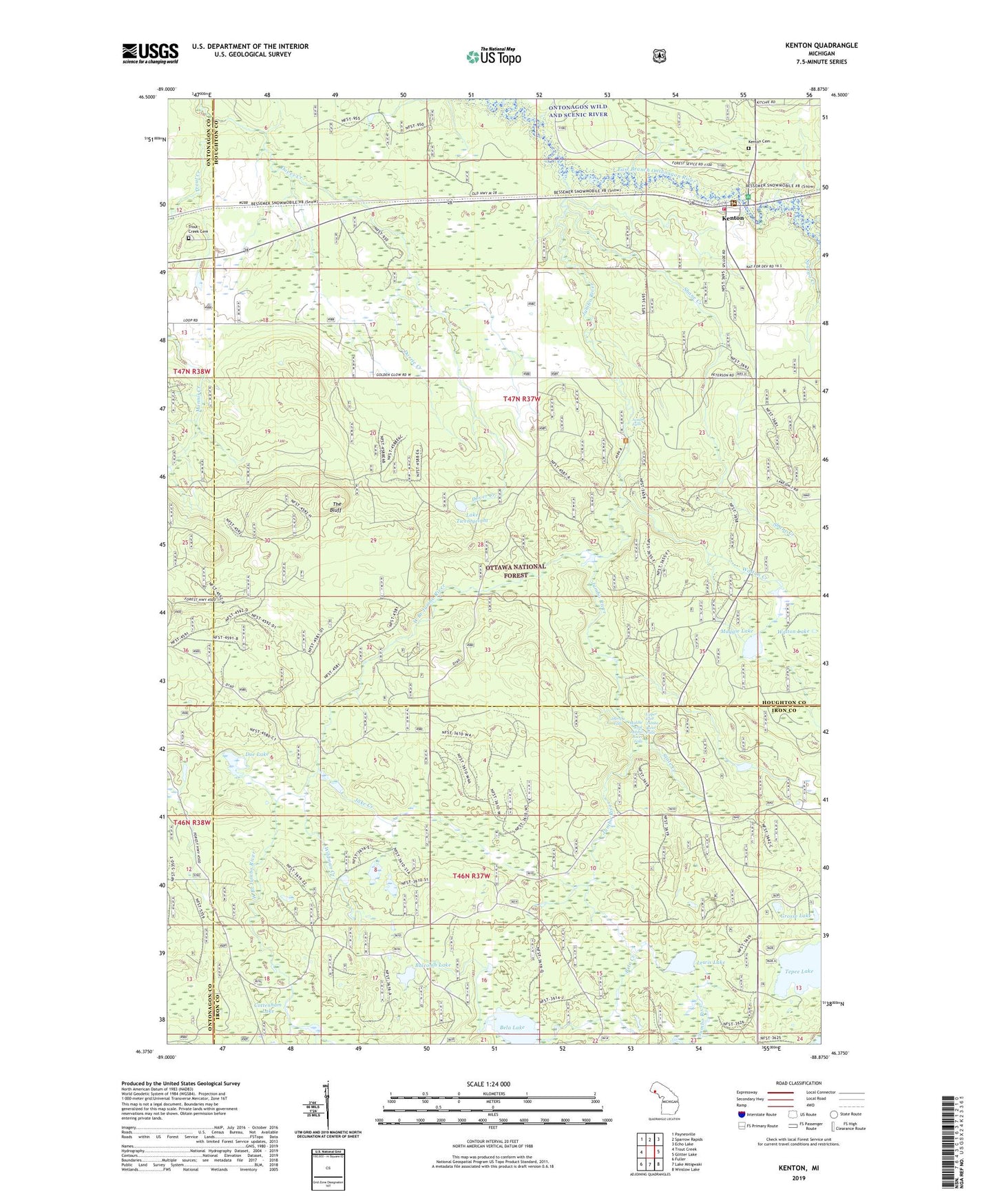 Kenton Michigan US Topo Map Image