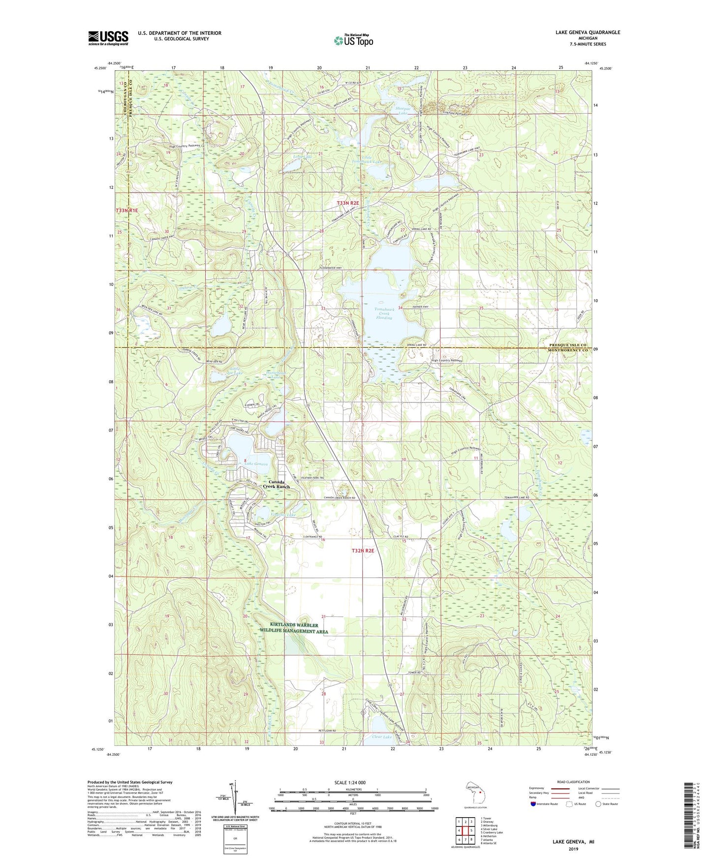 Lake Geneva Michigan US Topo Map Image