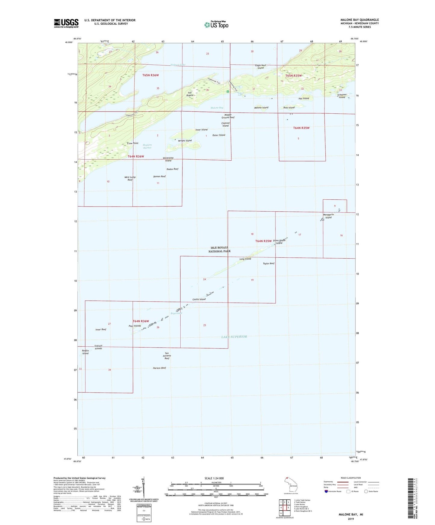 Malone Bay Michigan US Topo Map Image