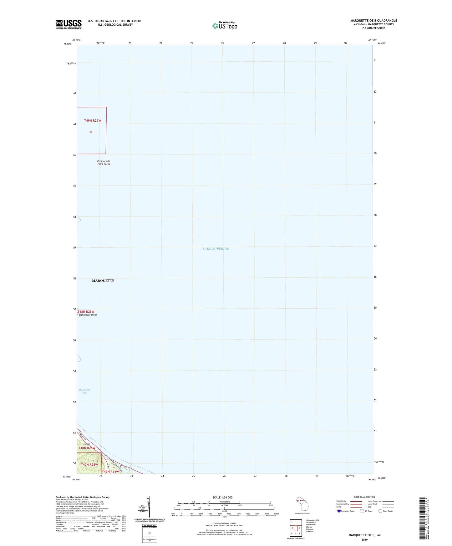 Marquette OE E Michigan US Topo Map Image