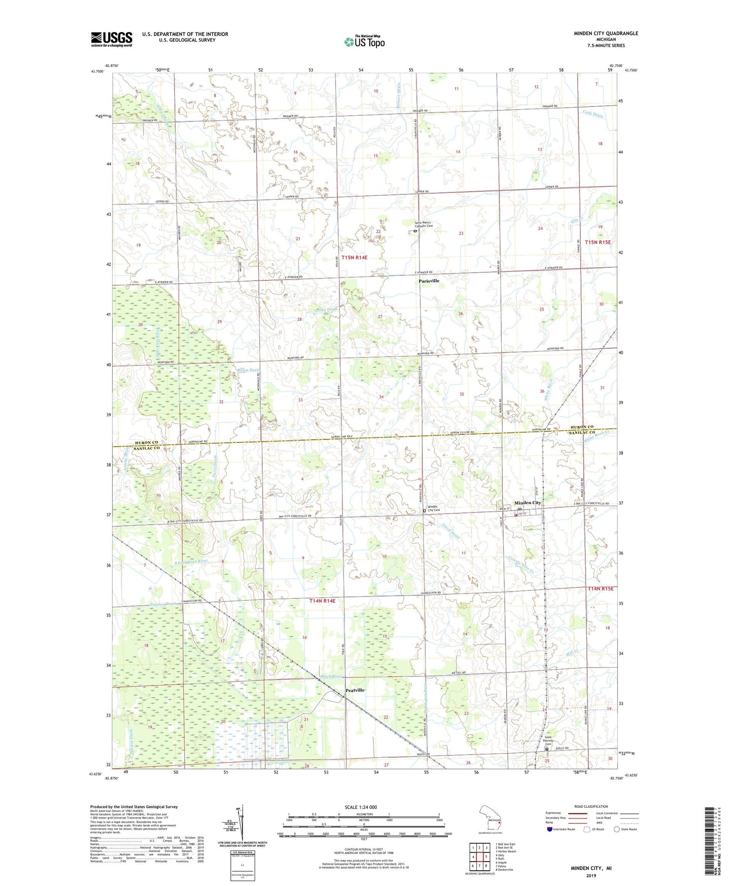 Minden City Michigan US Topo Map Image