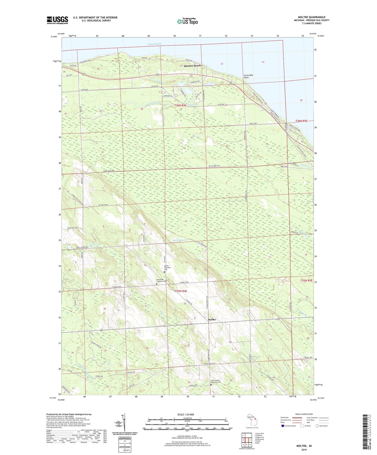 Moltke Michigan US Topo Map Image