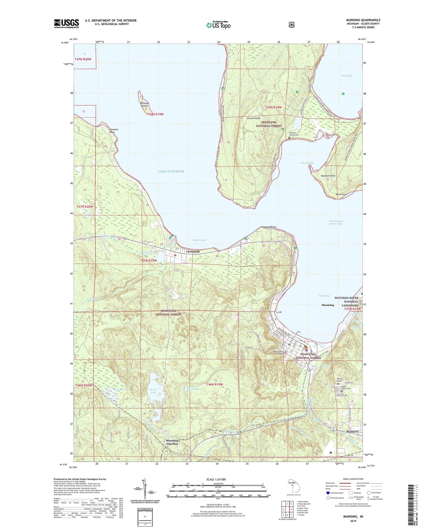 Munising Michigan US Topo Map Image