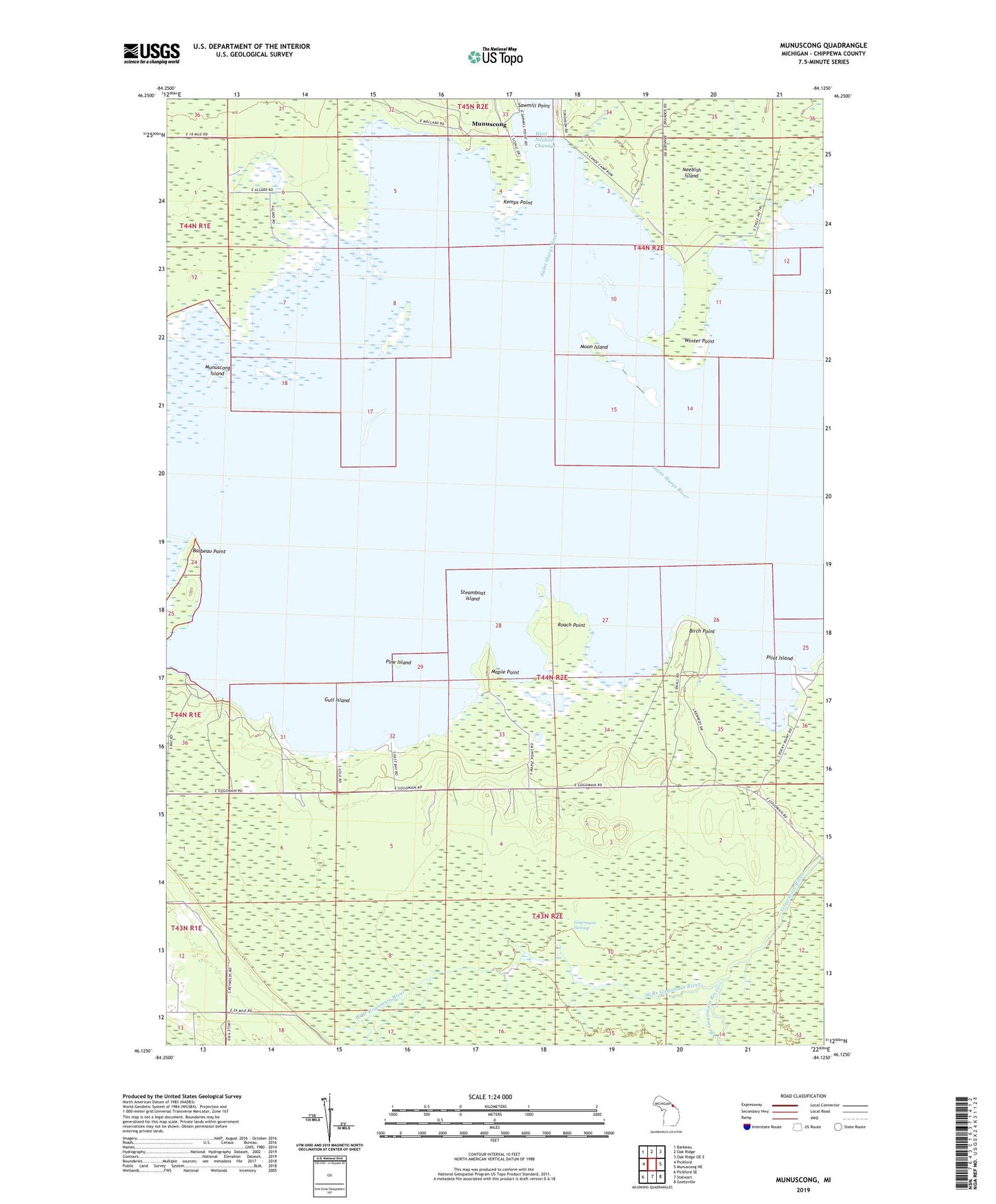 Munuscong Michigan US Topo Map Image