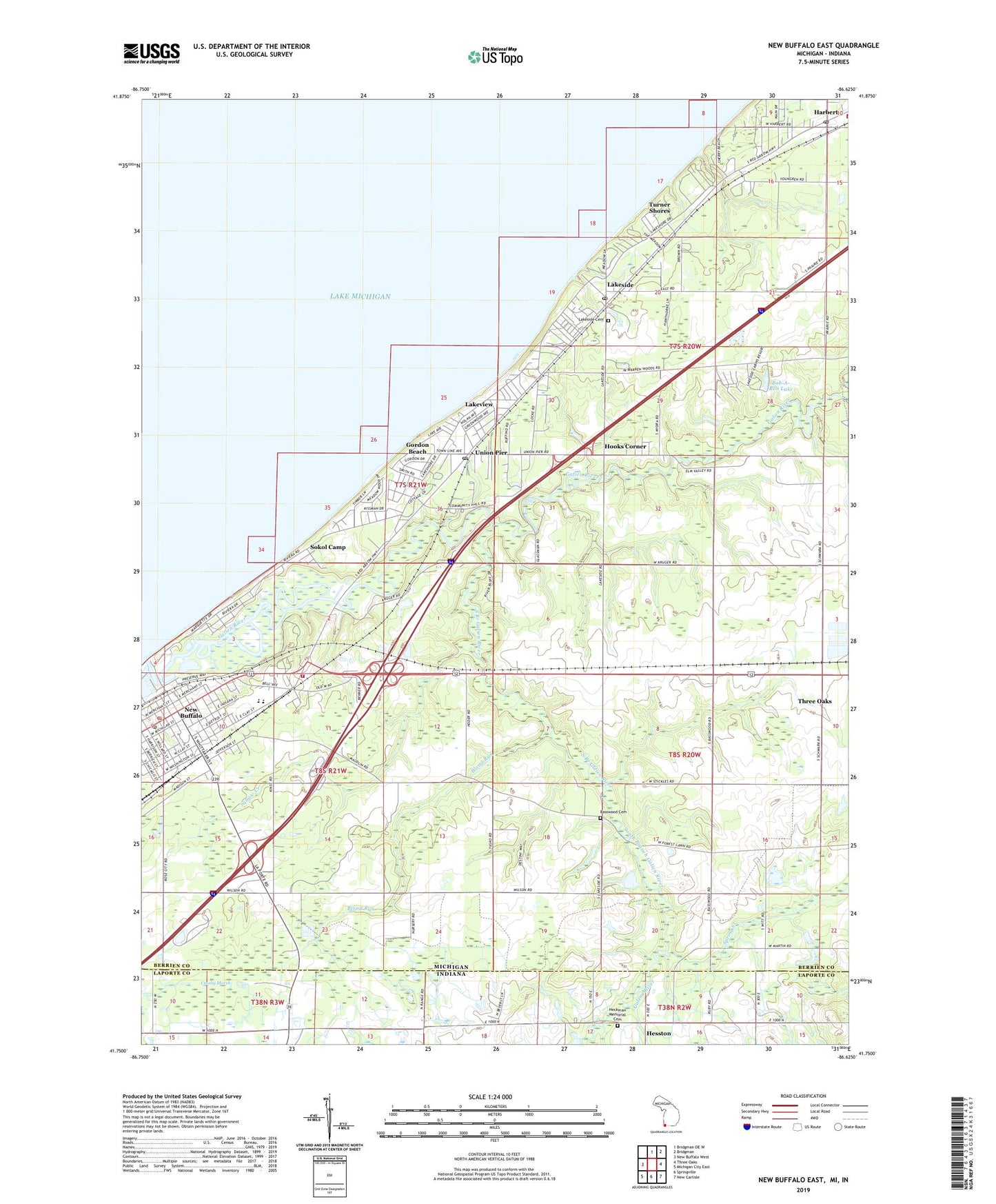 New Buffalo East Michigan US Topo Map Image