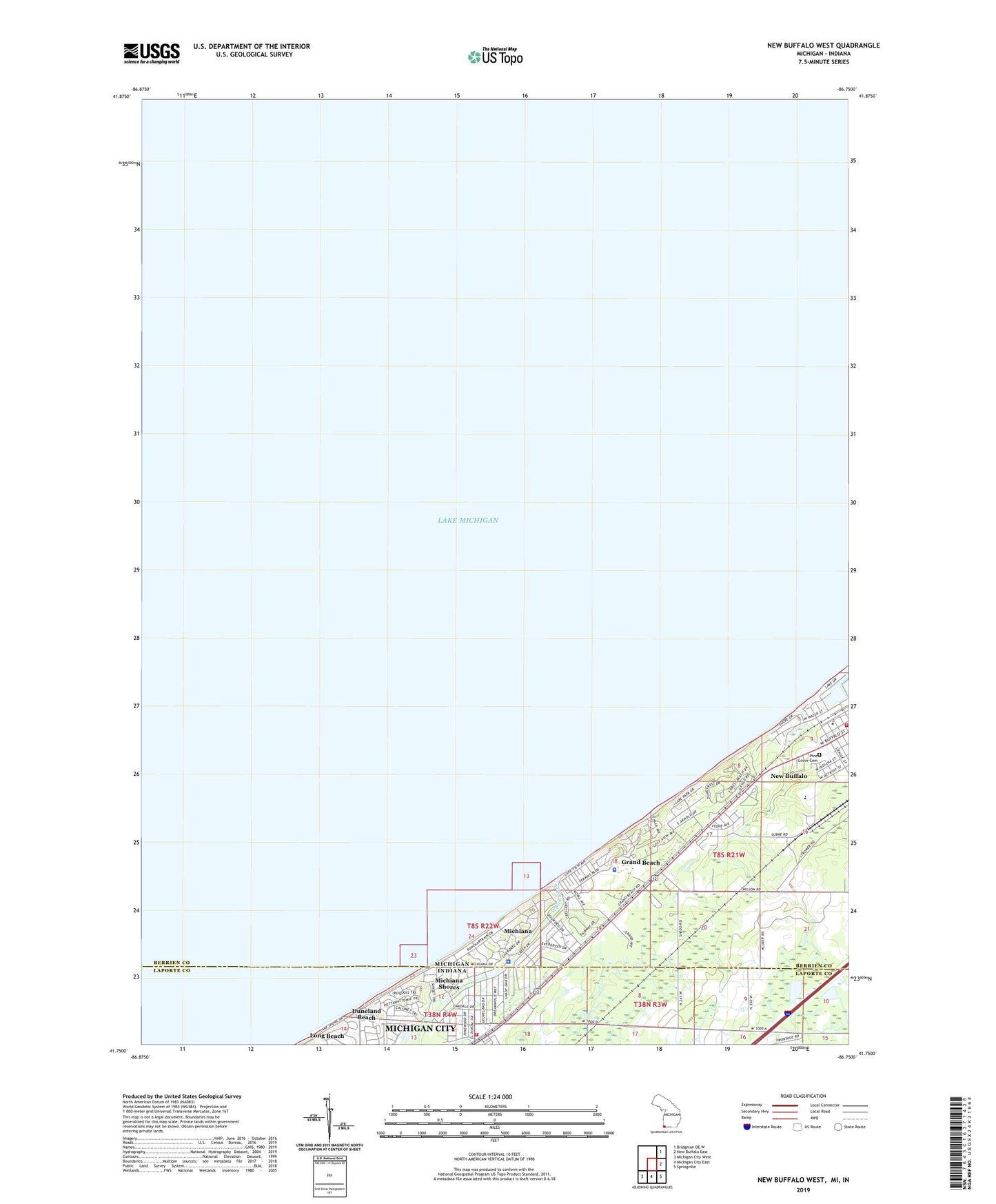 New Buffalo West Michigan US Topo Map Image