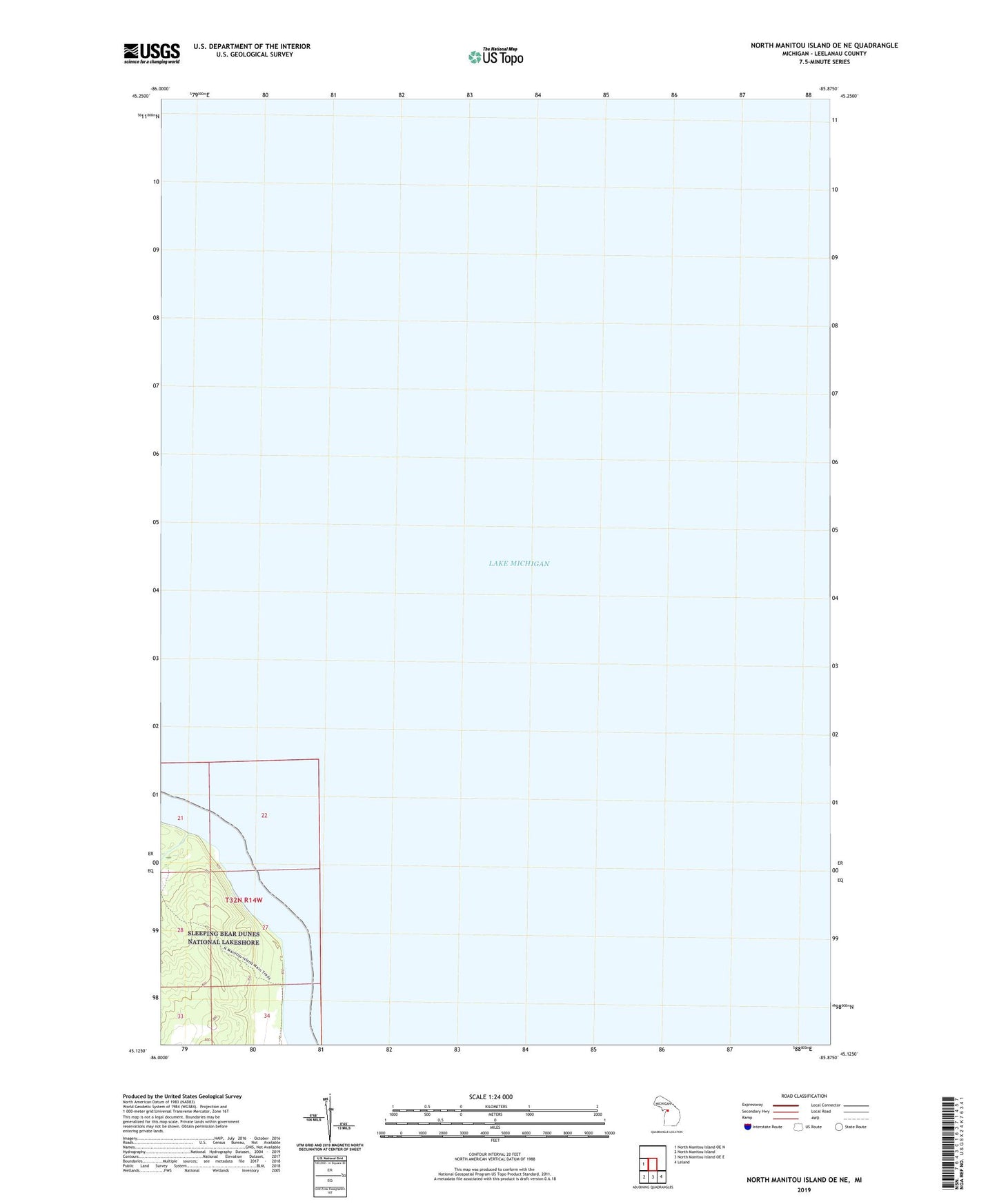 North Manitou Island OE NE Michigan US Topo Map Image
