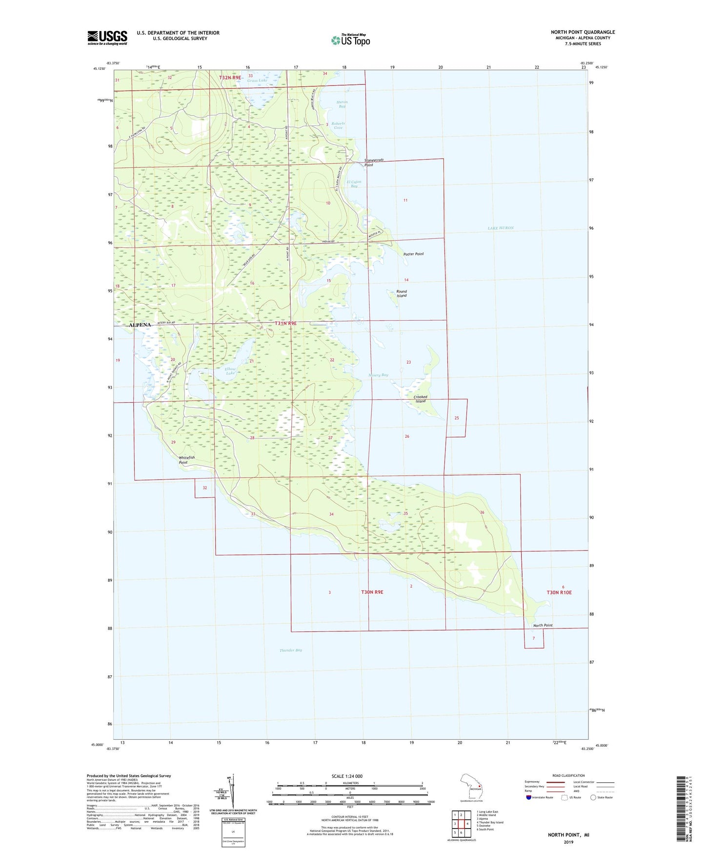 North Point Michigan US Topo Map Image