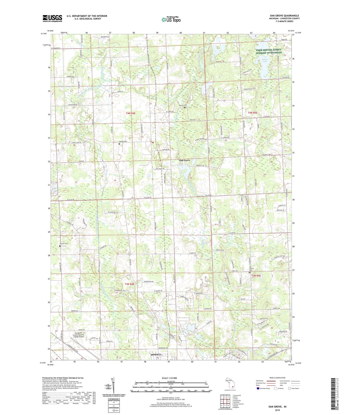 Oak Grove Michigan US Topo Map Image