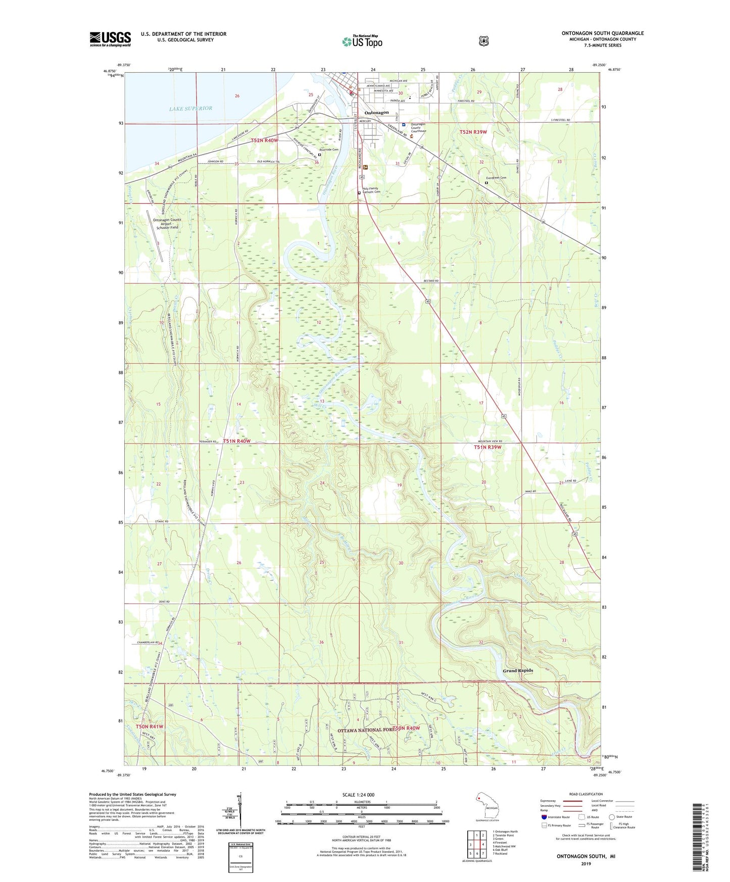 Ontonagon South Michigan US Topo Map Image