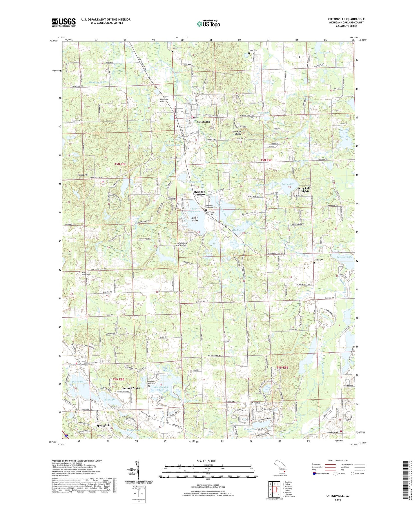Ortonville Michigan US Topo Map Image