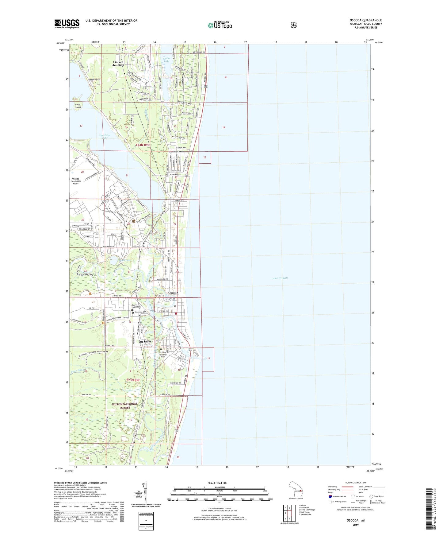 Oscoda Michigan US Topo Map Image