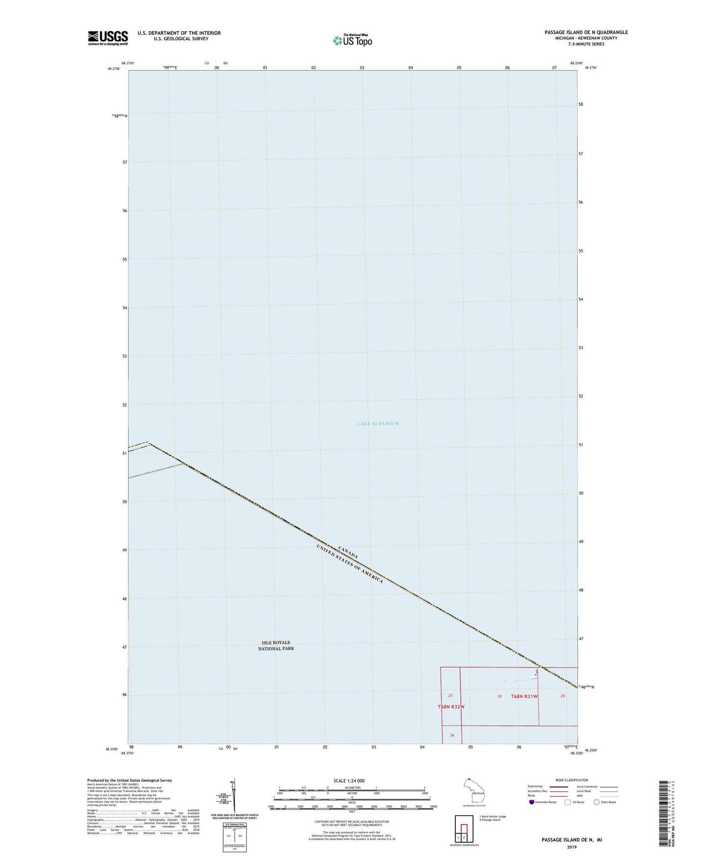 Passage Island OE N Michigan US Topo Map Image