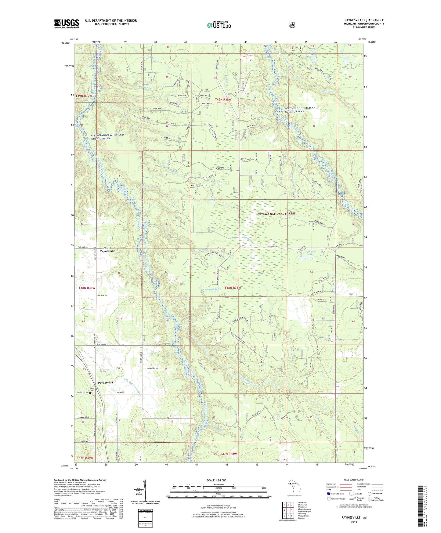Paynesville Michigan US Topo Map Image