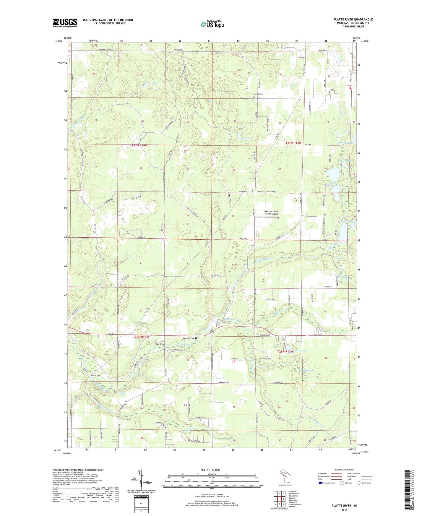 Platte River Michigan US Topo Map Image