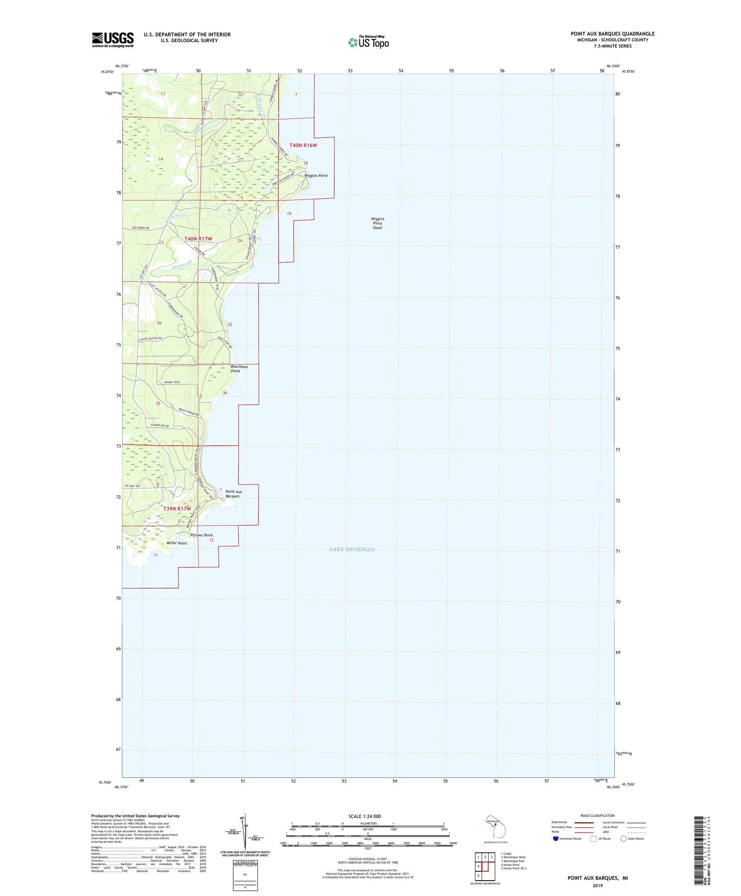 Point Aux Barques Michigan US Topo Map Image
