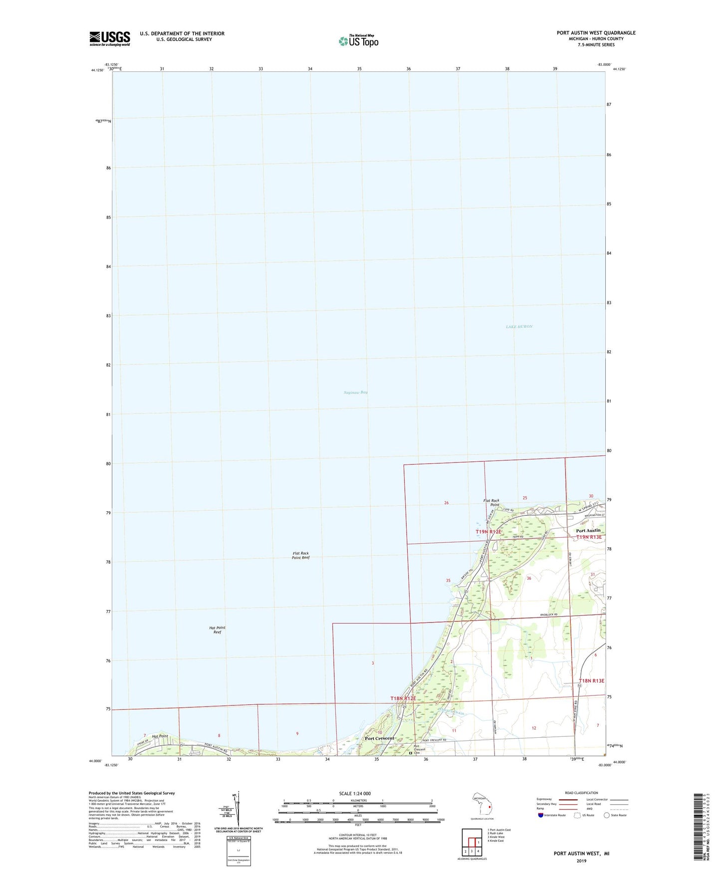 Port Austin West Michigan US Topo Map Image