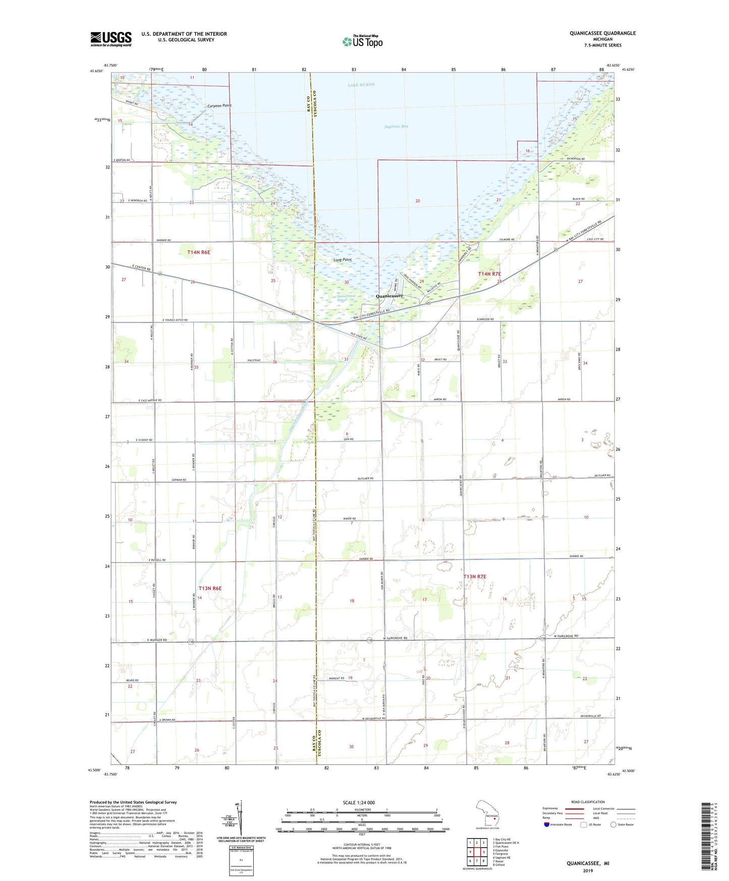 Quanicassee Michigan US Topo Map Image