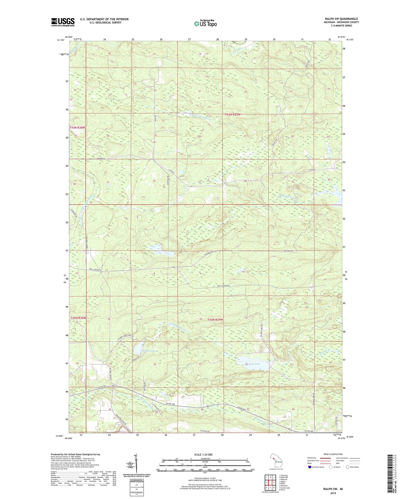 Ralph SW Michigan US Topo Map Image