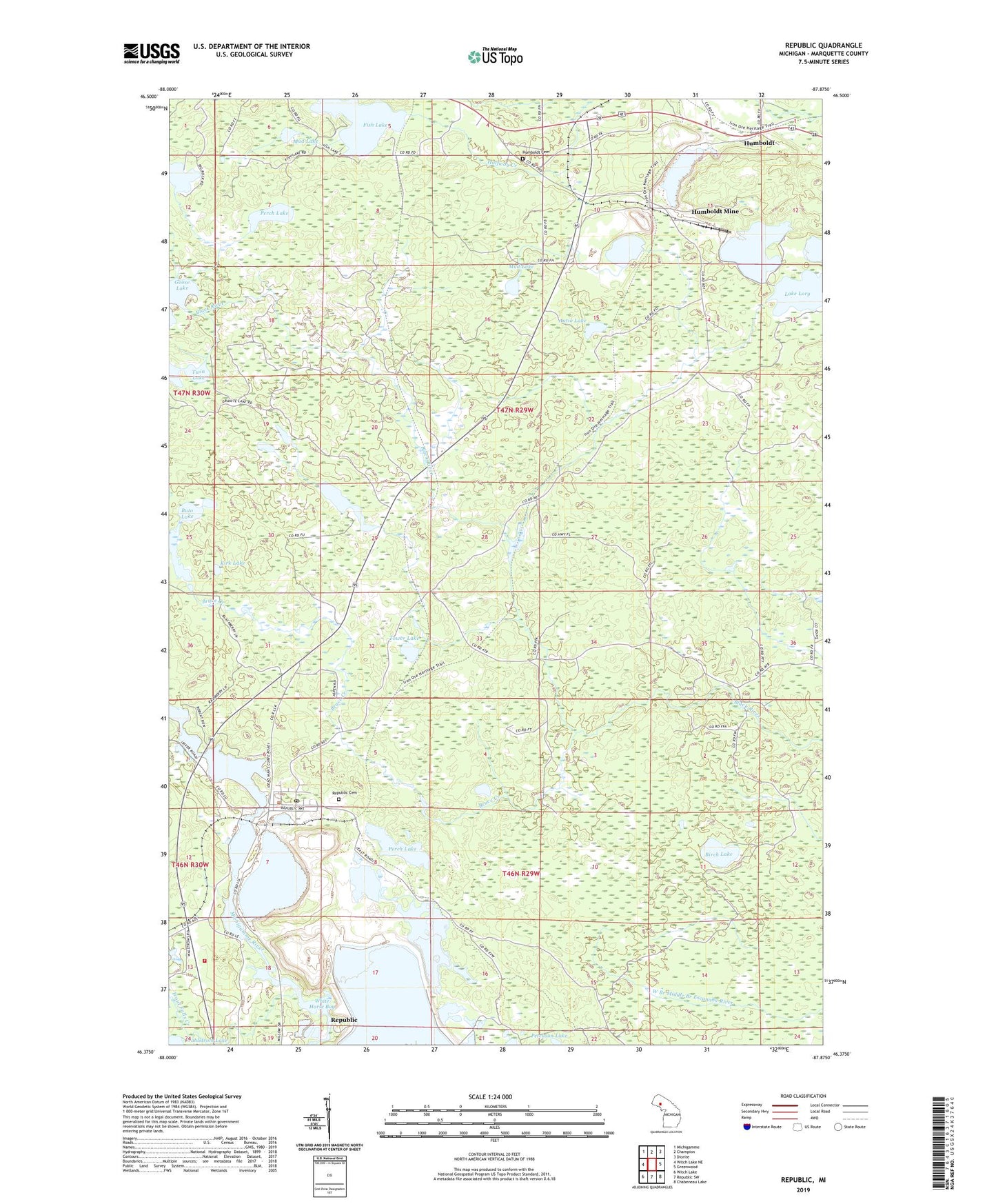 Republic Michigan US Topo Map Image