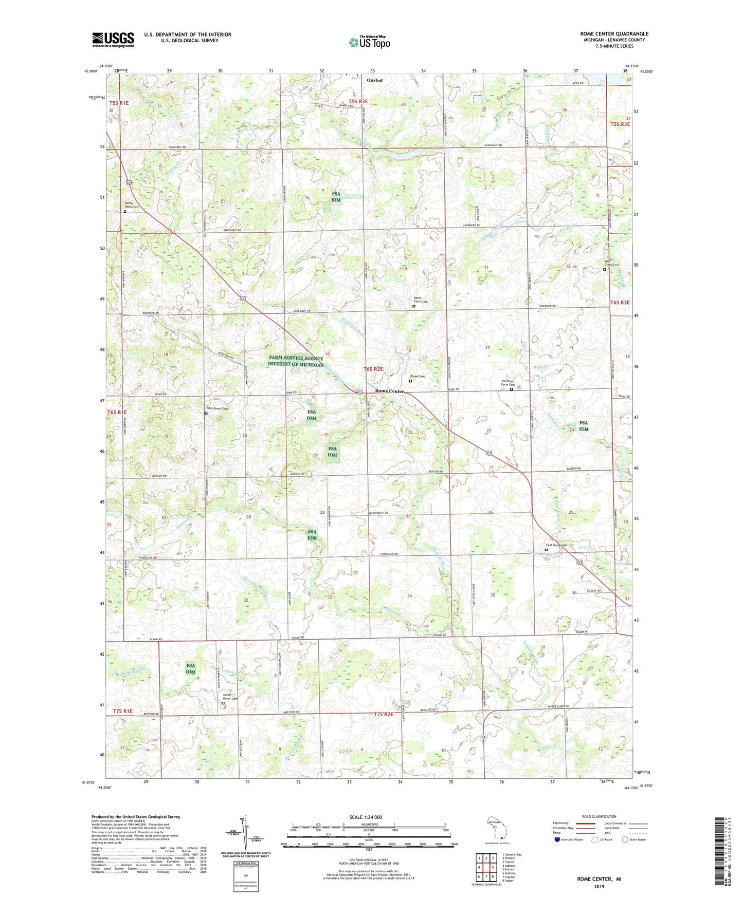 Rome Center Michigan US Topo Map Image