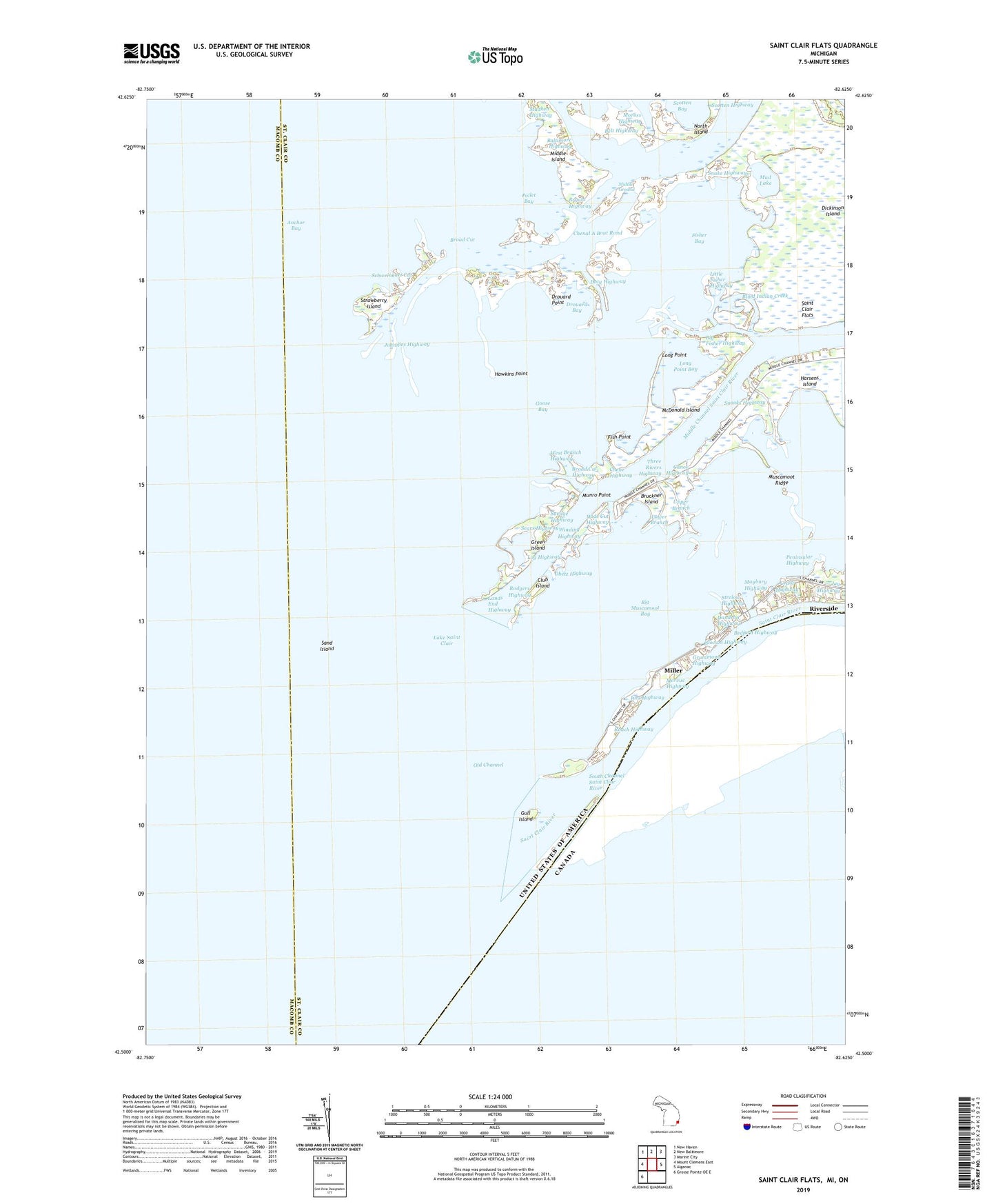 Saint Clair Flats Michigan US Topo Map Image