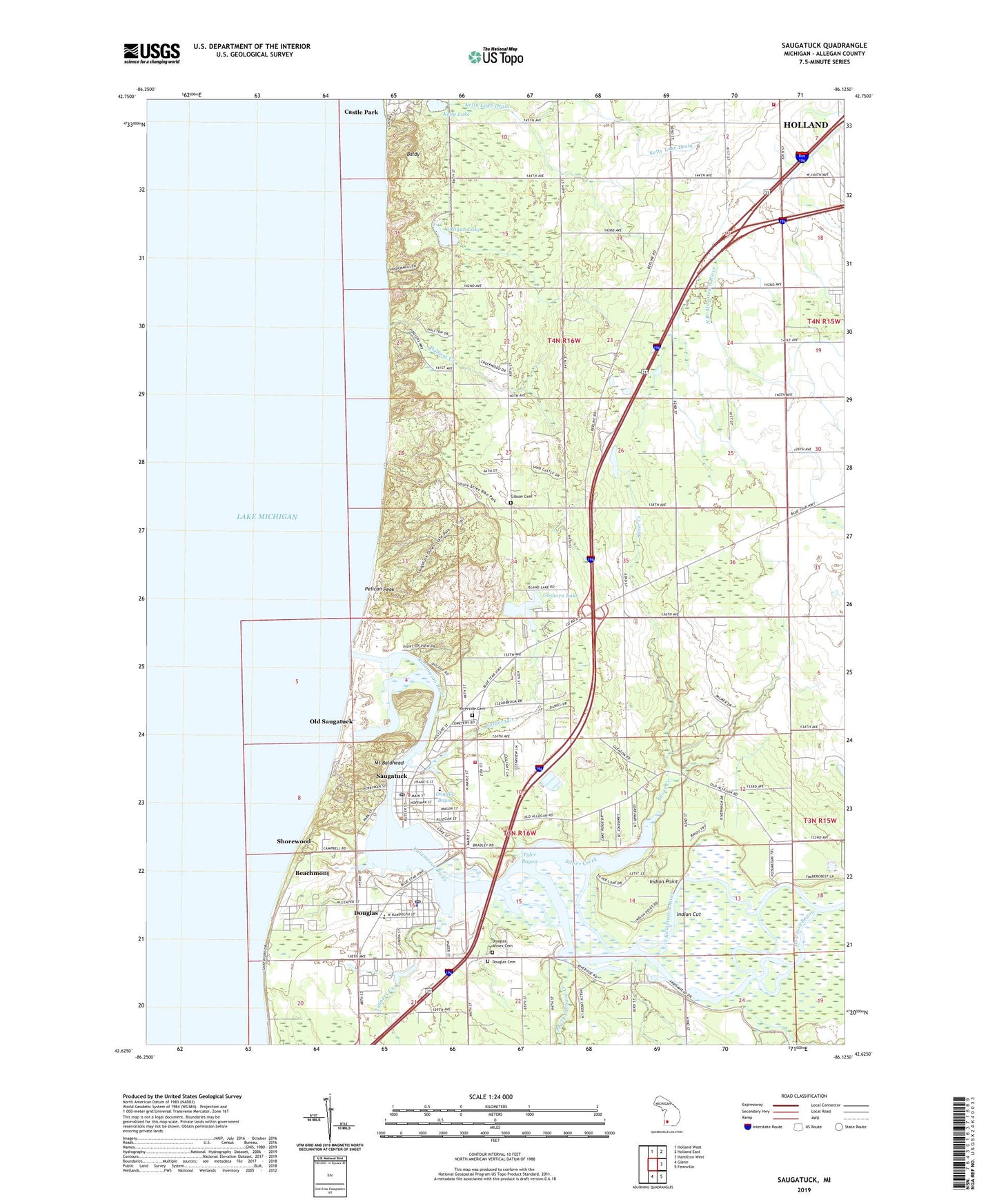 Saugatuck Michigan US Topo Map Image