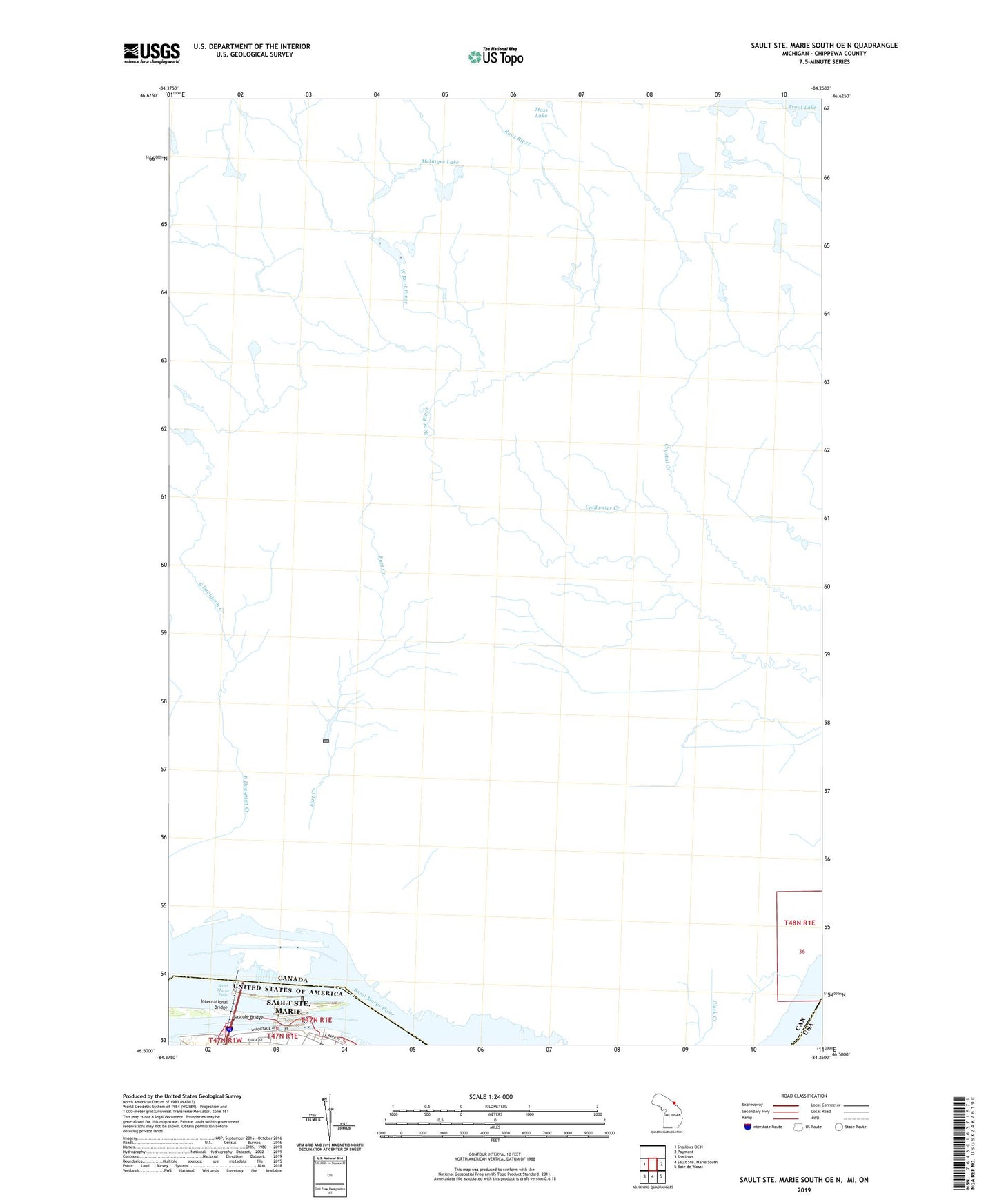 Sault Ste. Marie South OE N Michigan US Topo Map Image