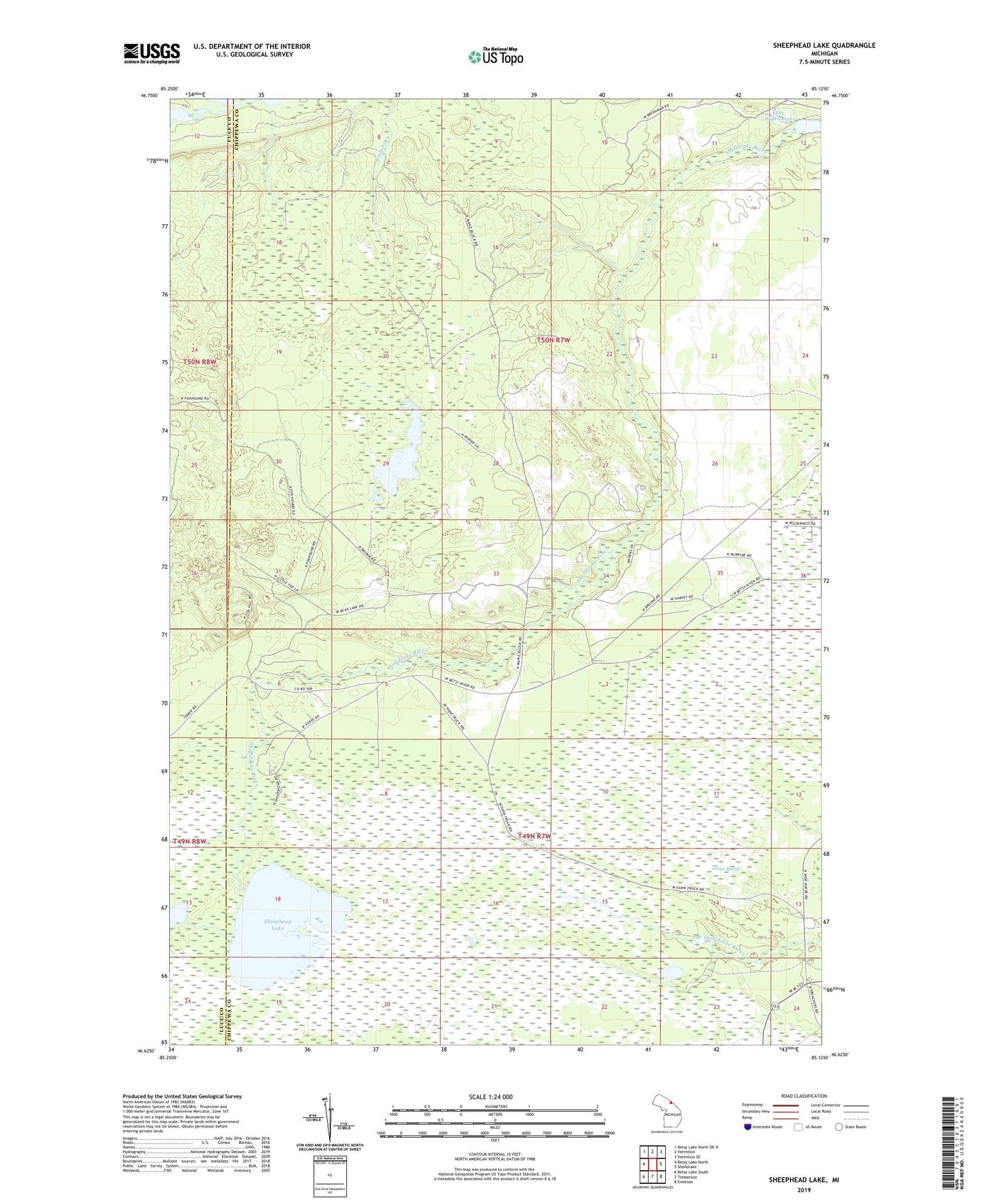 Sheephead Lake Michigan US Topo Map Image