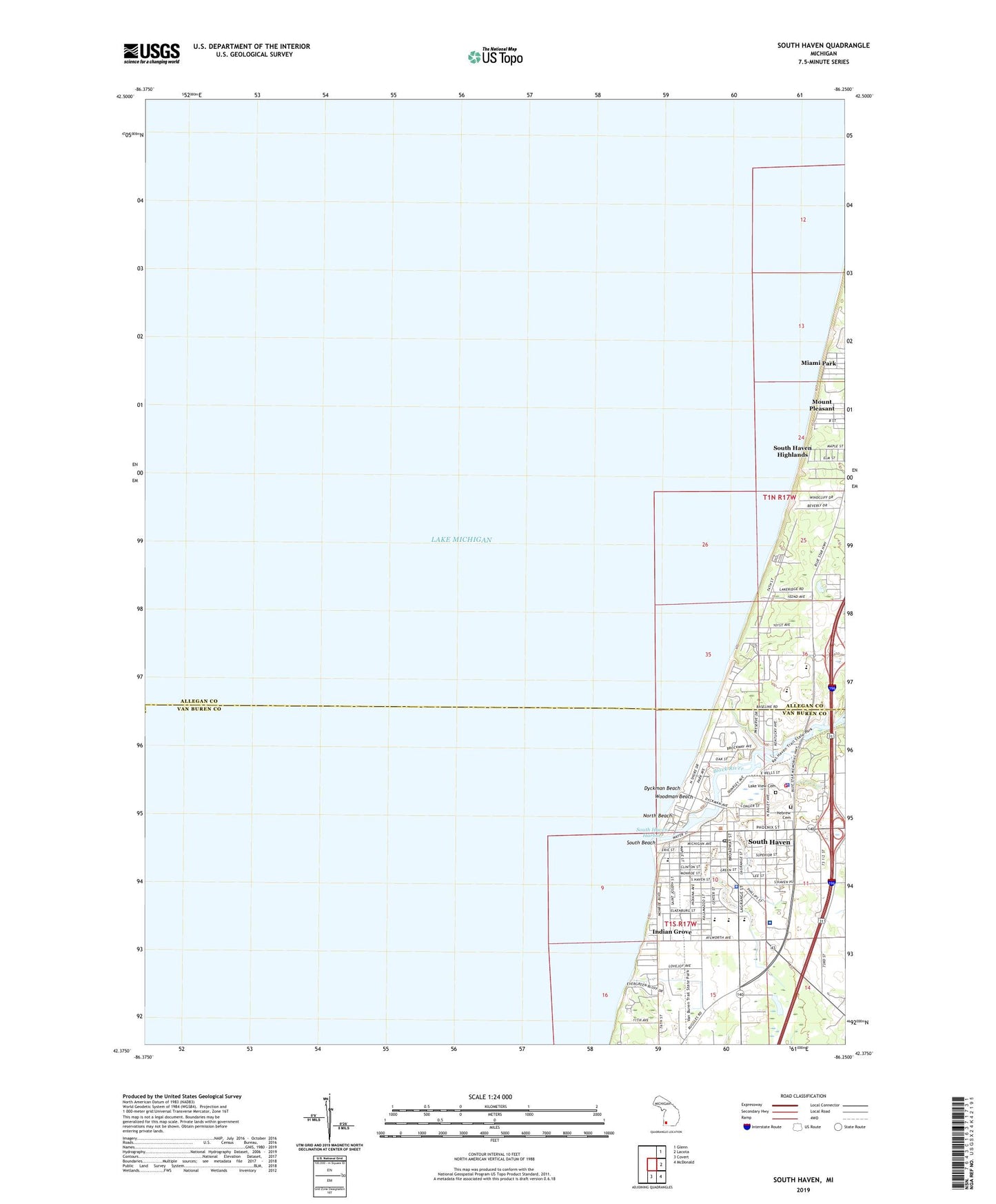 South Haven Michigan US Topo Map Image