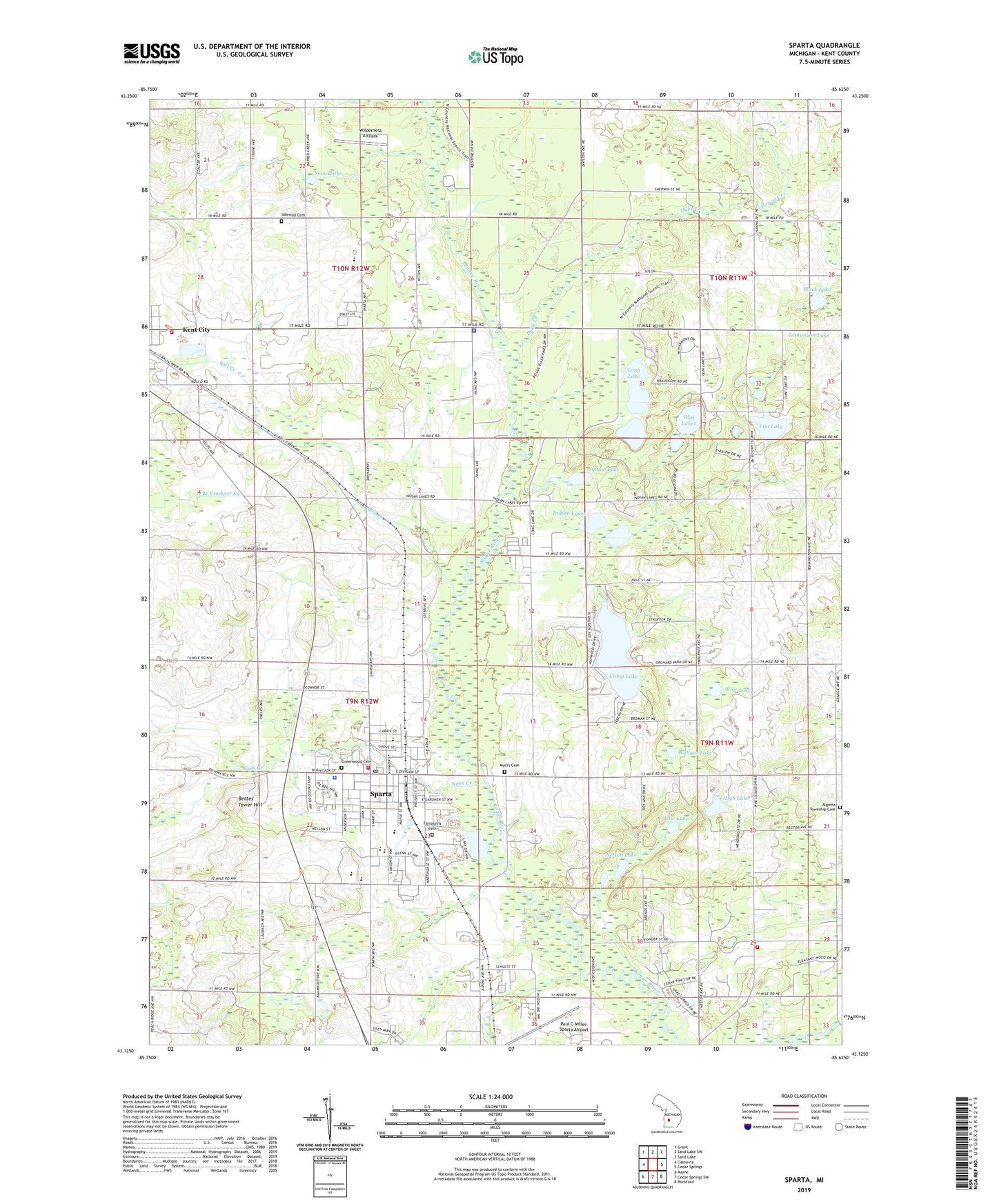 Sparta Michigan US Topo Map Image