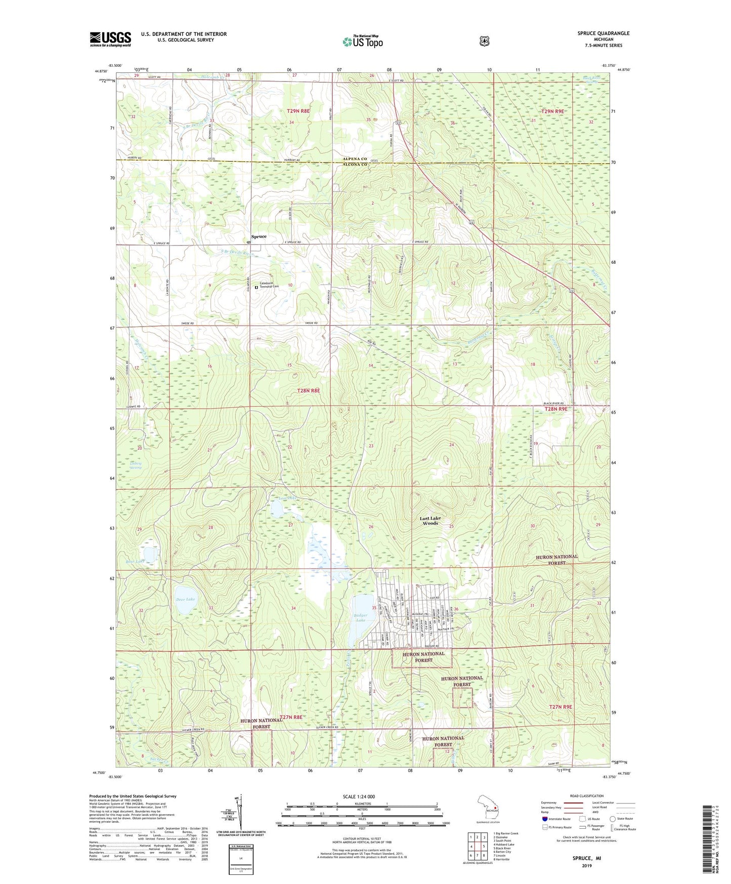 Spruce Michigan US Topo Map Image
