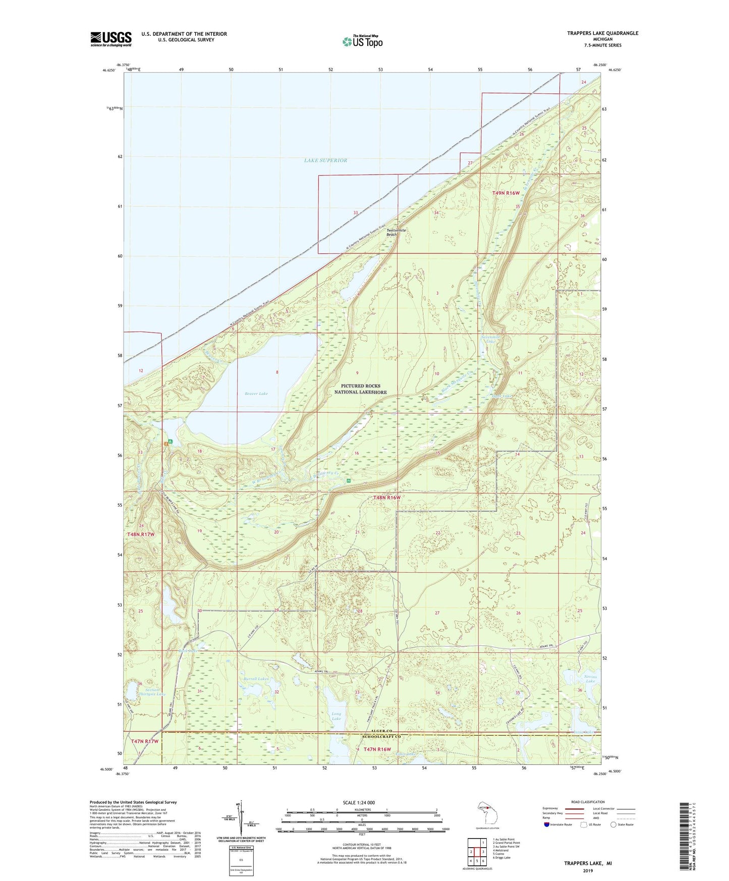 Trappers Lake Michigan US Topo Map Image