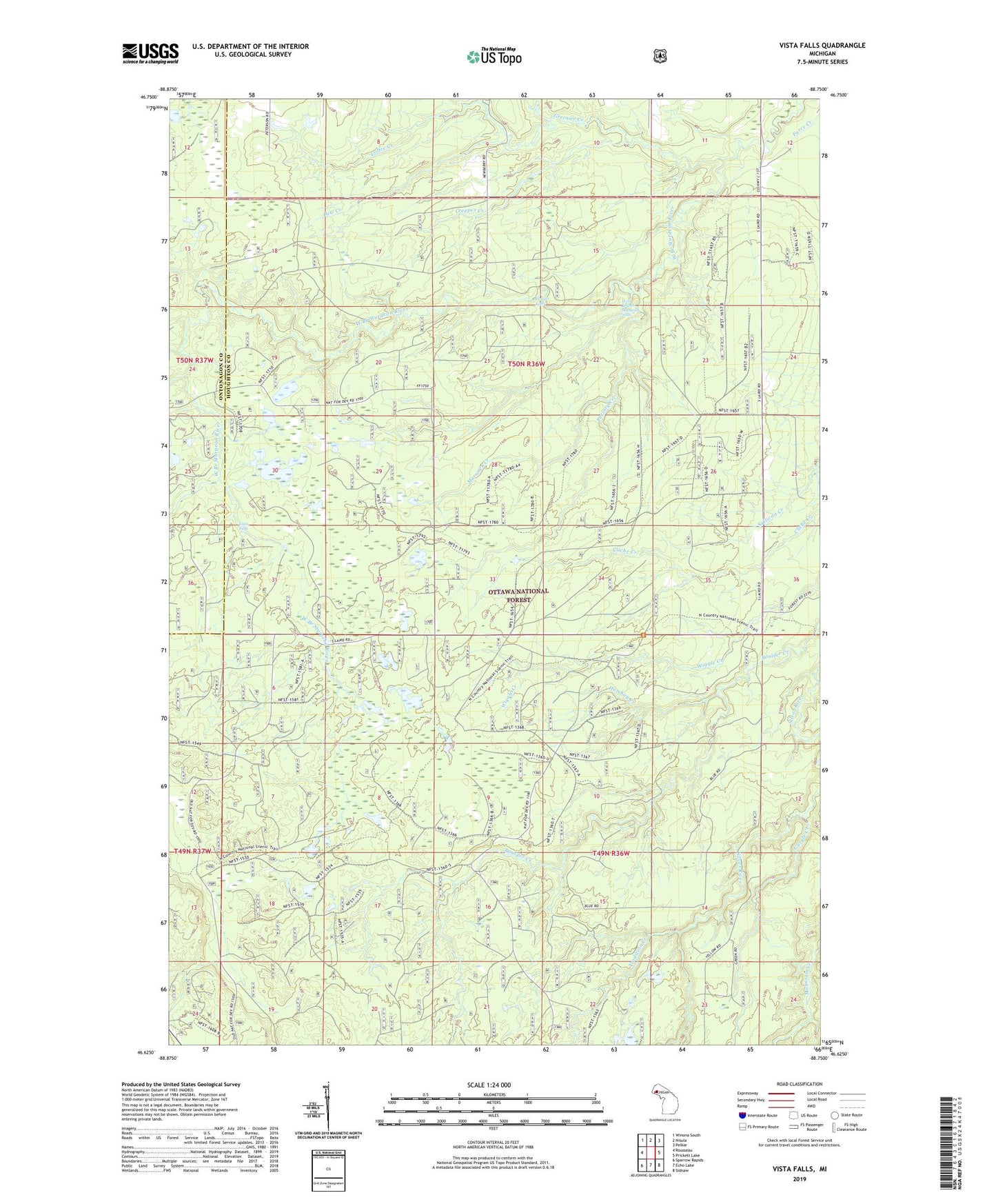 Vista Falls Michigan US Topo Map Image