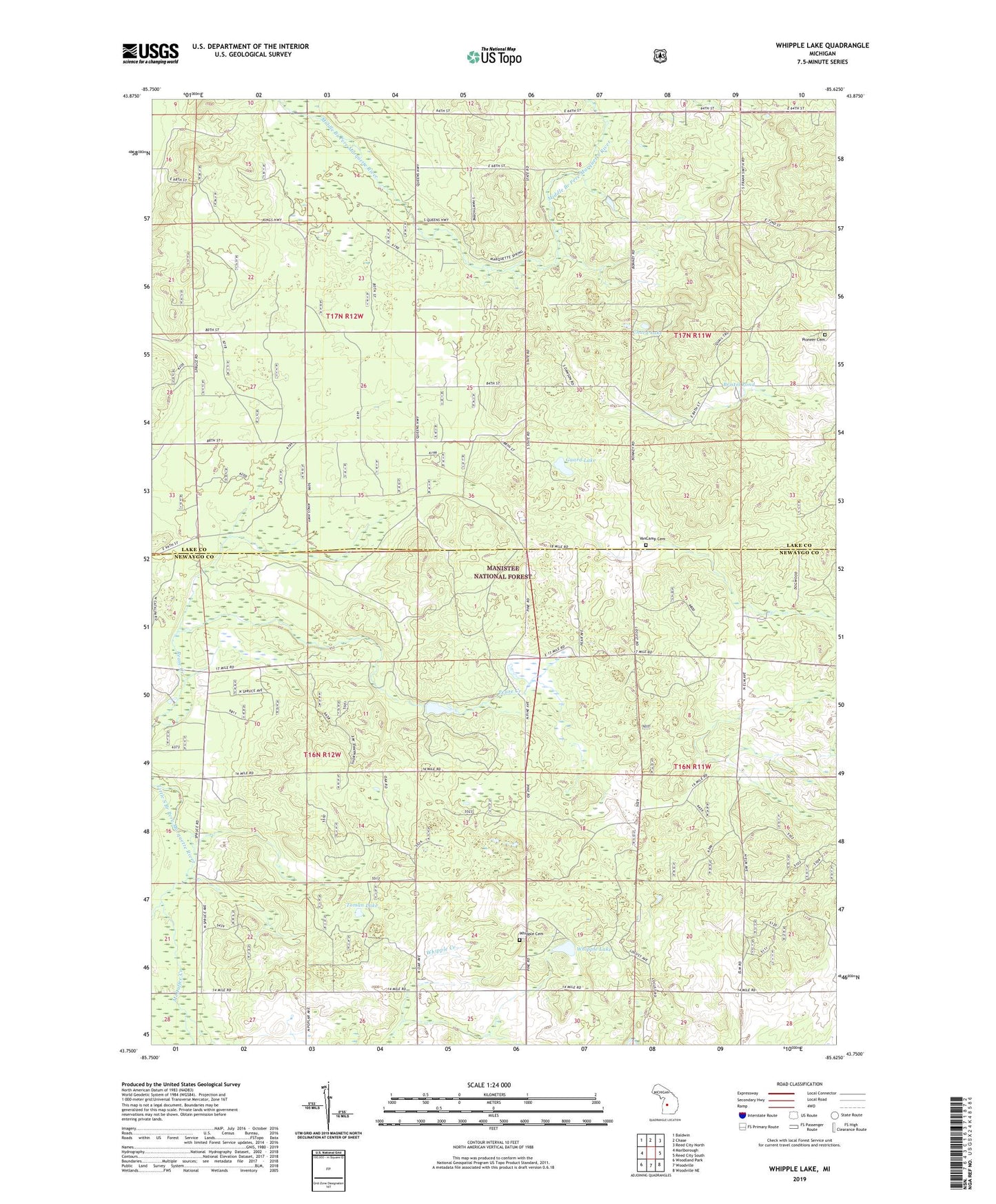 Whipple Lake Michigan US Topo Map Image