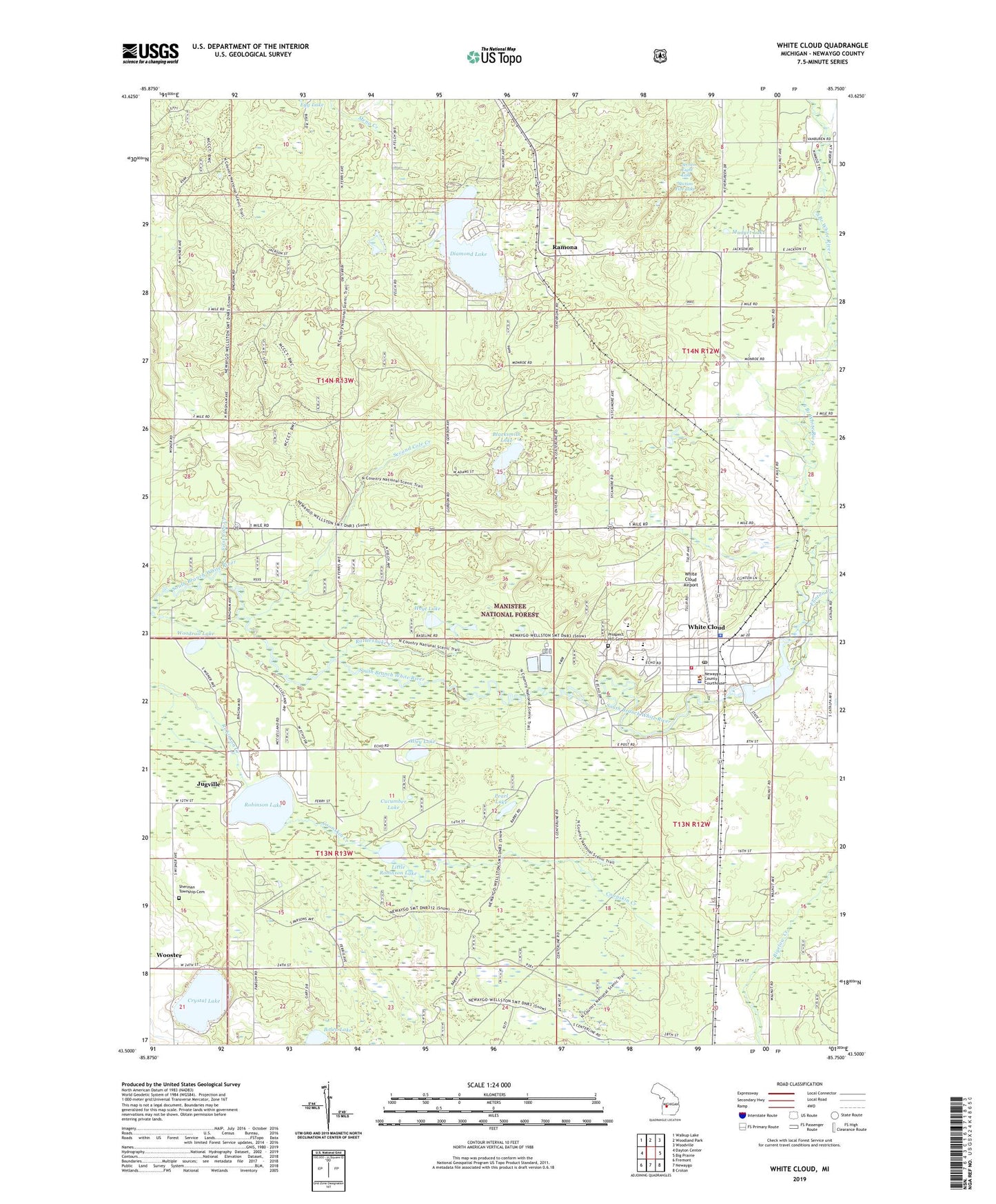 White Cloud Michigan US Topo Map Image
