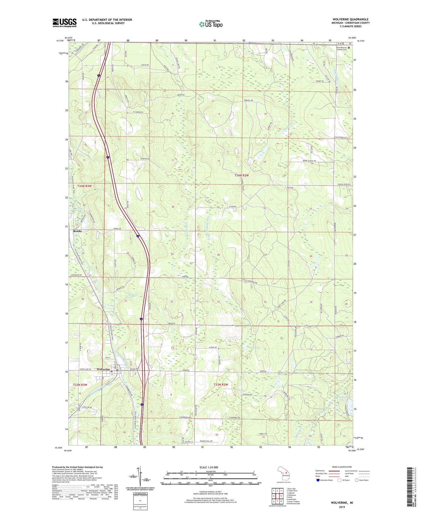 Wolverine Michigan US Topo Map Image