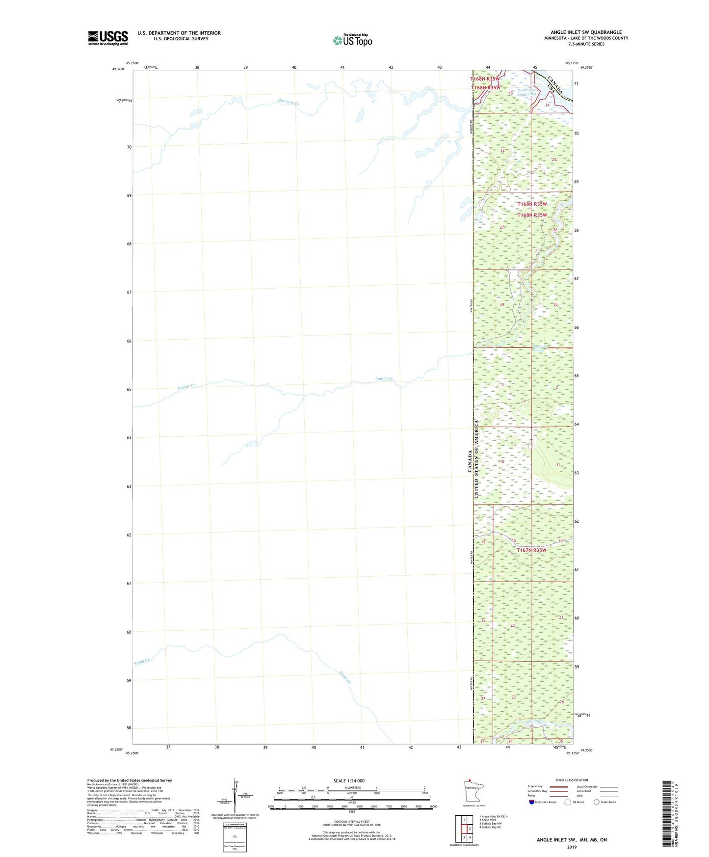 Angle Inlet SW Minnesota US Topo Map Image